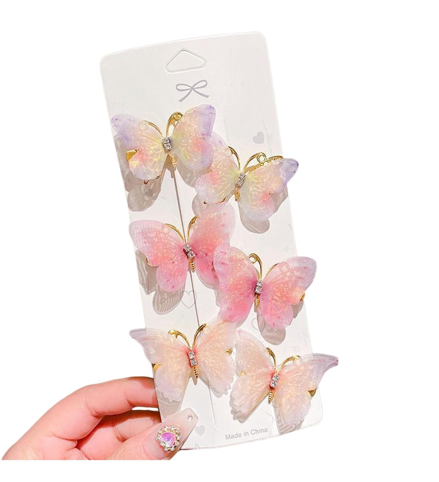 6Pcs Butterflies Decor Hair Clip Embellished Girl Princess Hair Pin Animal Shape Hair Pin Hair Accessories - Buy Online on GoSupps.com