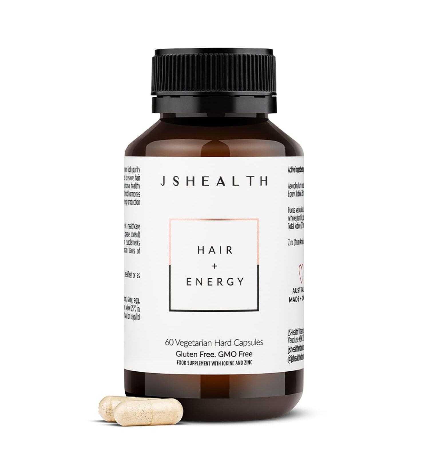 JSHealth Hair Formula - Vitamins for Hair Growth and Energy with Zinc and Iodine - Hair Loss Supplement for Men and Women (60 Capsules) 60 Count (Pack of 1) - Buy Online on GoSupps.com