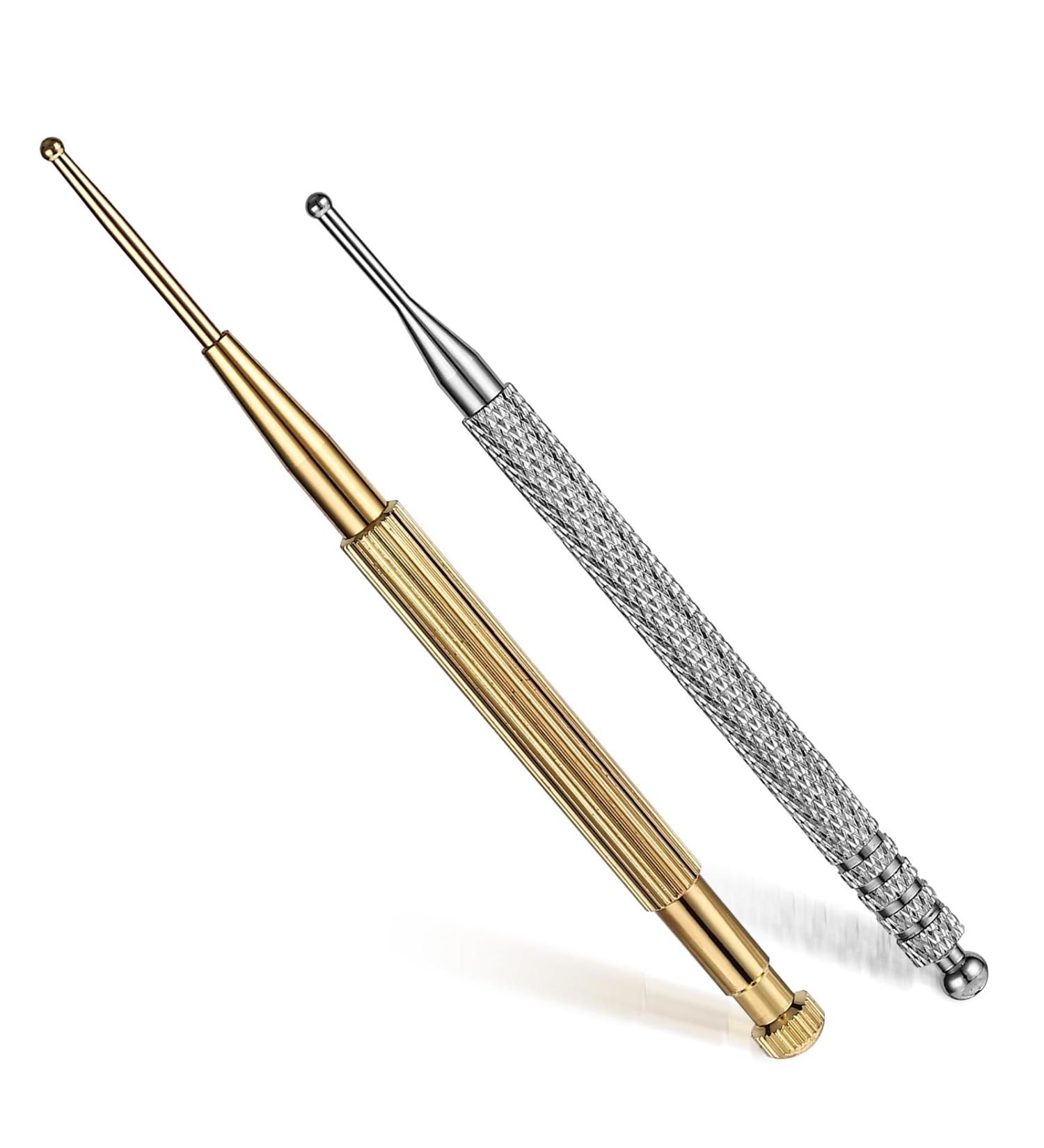 Acupressure Pen Set - Stainless Steel Double Head Acupuncture Pens for Ear Therapy | 2-Piece Smoothness Recordable Battery - Copper & Silver - Buy Online on GoSupps.com