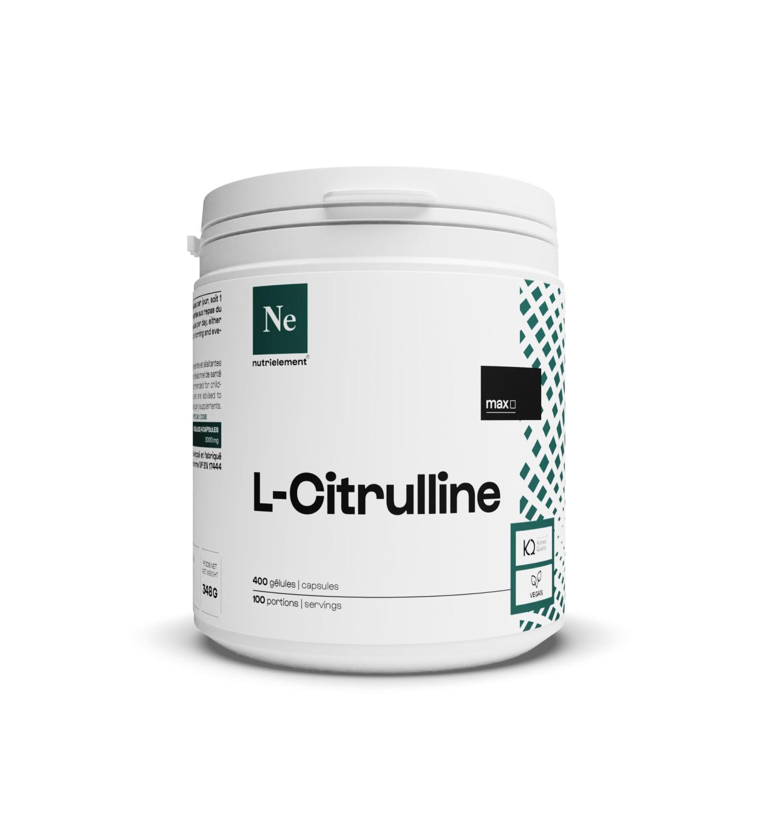L-Citrulline 100% Pure - 400 Capsules | BioKyowa Patented Quality For Anabolism and Muscle Congestion Vegan Amino Acid Malate and GMO Free |Nutrielement by Nutrimuscle - Buy Online on GoSupps.com
