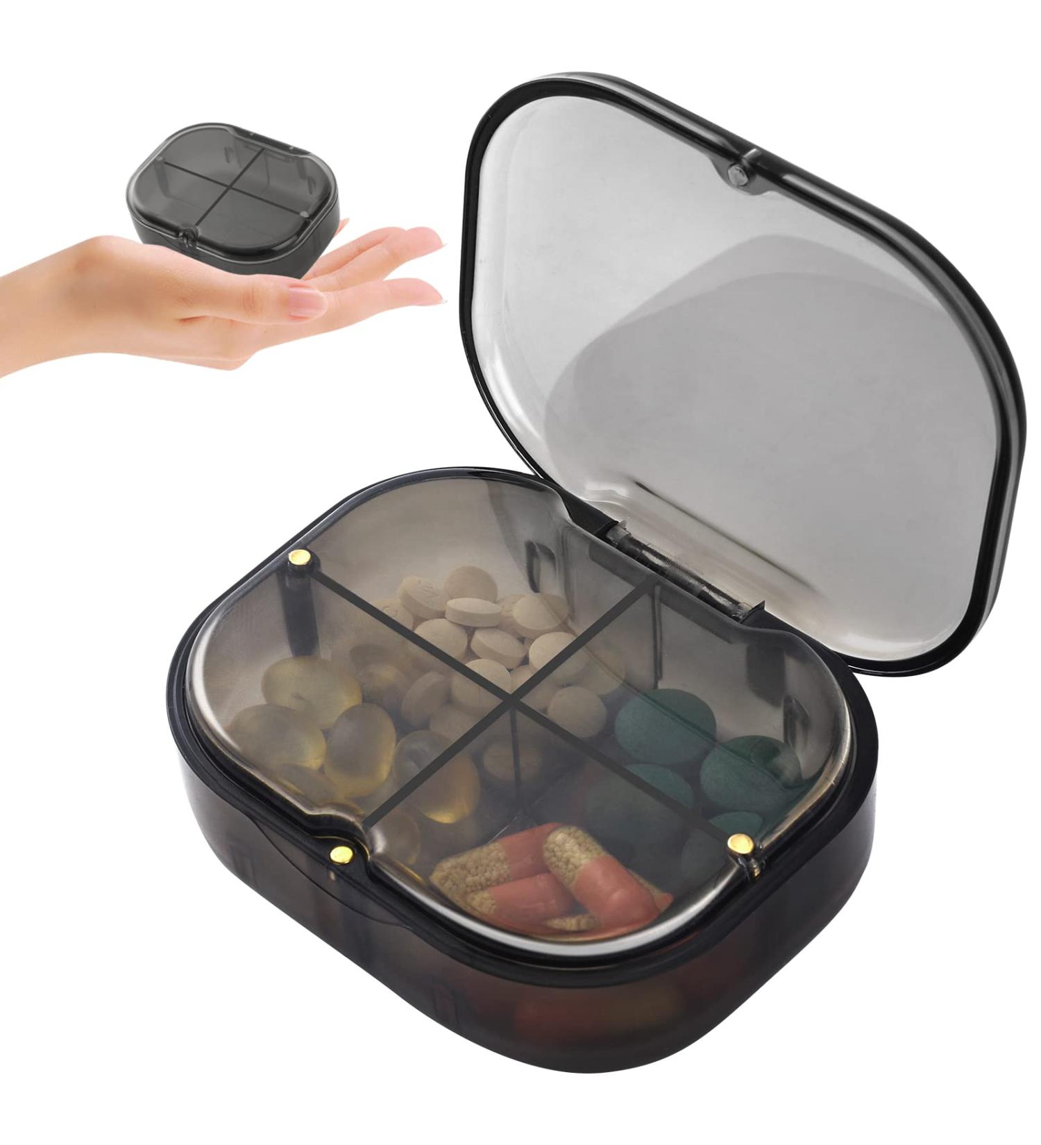 Daily Pill Organizer - Portable 4-Compartment Moisture-Proof Box for Vitamins & Medications | Cute & Functional Storage Solution - Buy Online on GoSupps.com