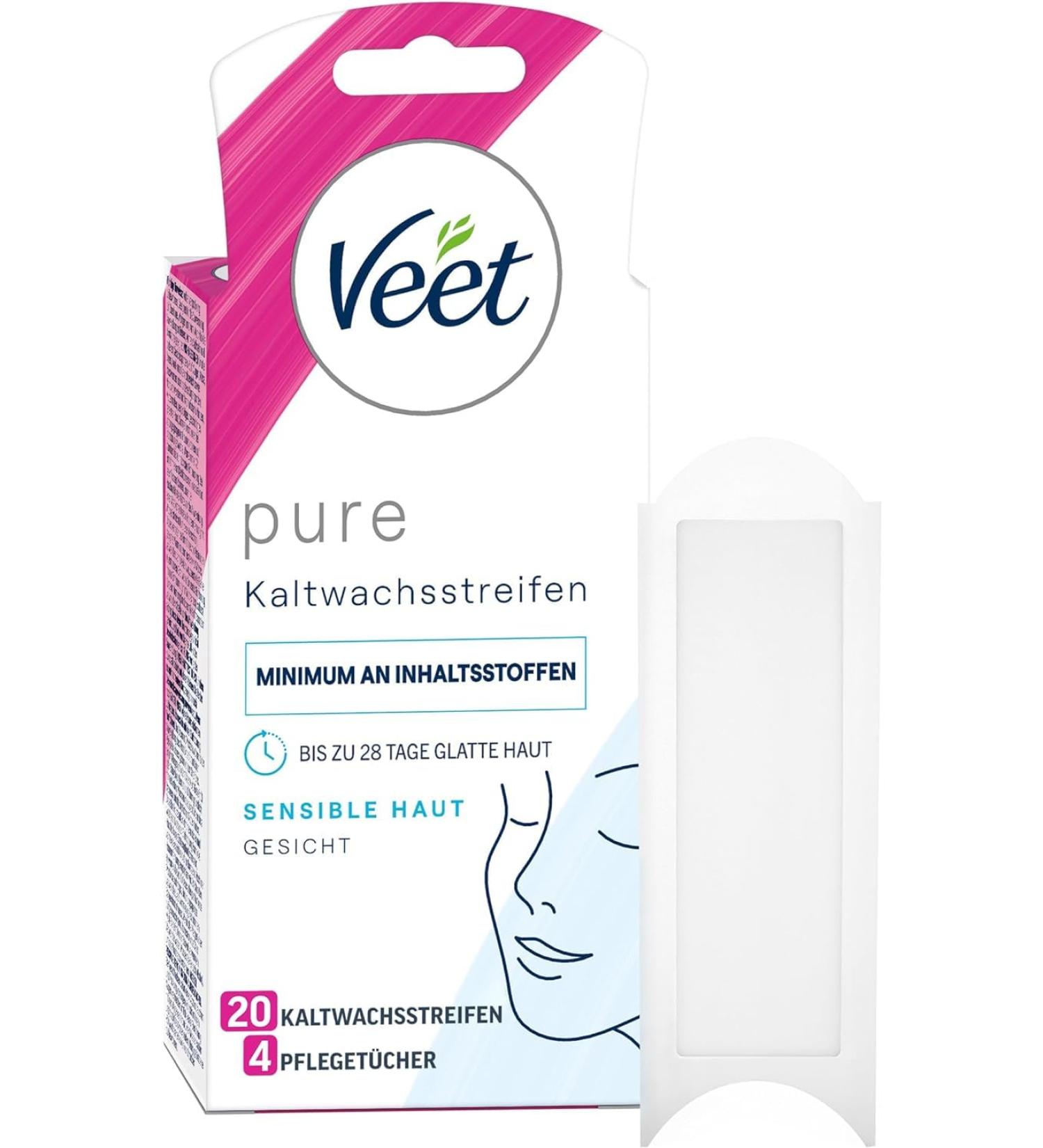 Veet Face Ready To Use Wax Strips for Sensitive Skin - Gentle Hair Removal for Smooth Skin - Buy Online on GoSupps.com