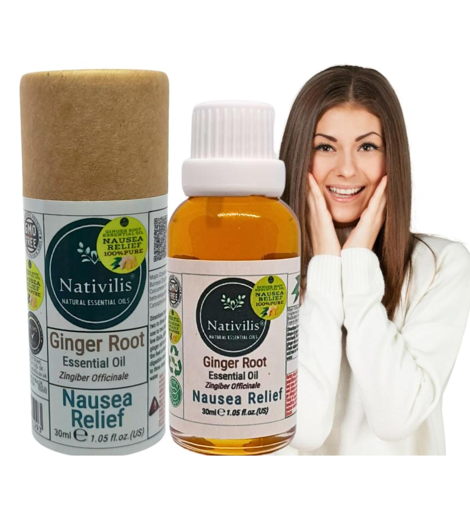 Nativilis Ginger Root Essential Oil (Zingiber Officinale) - Anti-inflammatory relieve nausea - promote hair health and growth and skin care - Copaiba properties 30ml - Buy Online on GoSupps.com