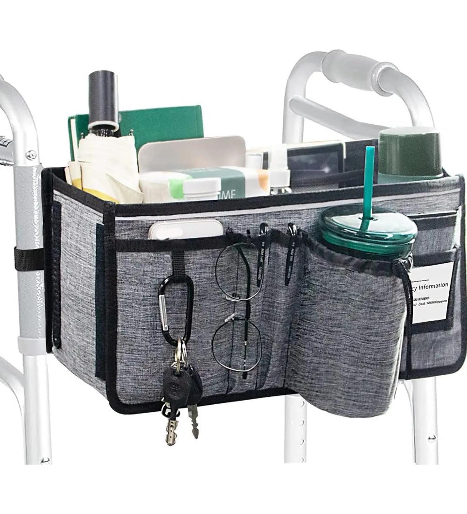 Crcyphne Basket for Walker Ravmix Walker Accessories Bag with Cup Holder Walker Basket for Folding Walker Hands-Free Storage Bag - Buy Online on GoSupps.com