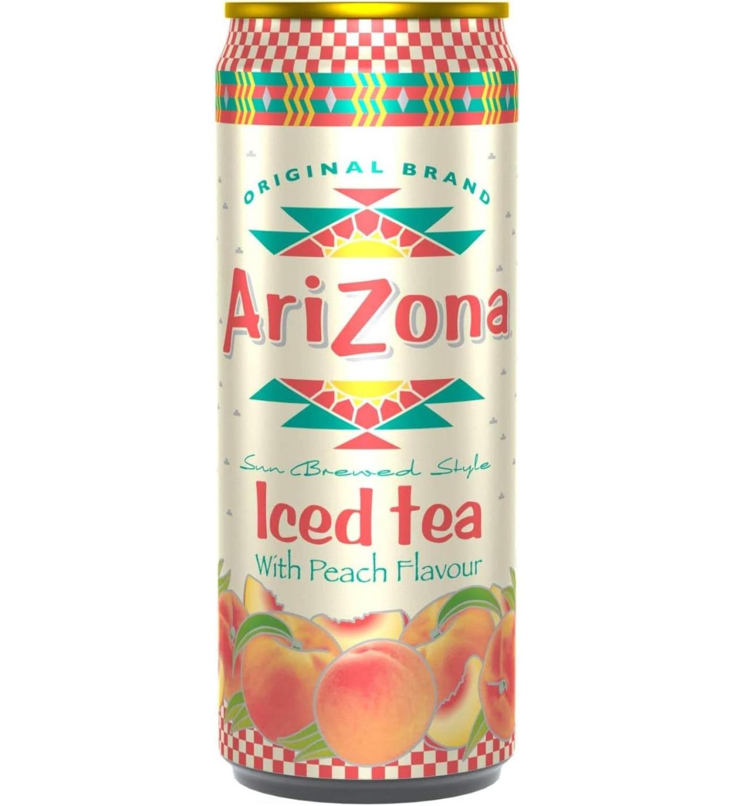 Arizona Delicious Fruit Tea Drink No Artificial Colours or Preservatives - Peach Iced Tea - 16.9 Oz - Pack Of 12 - Buy Online on GoSupps.com