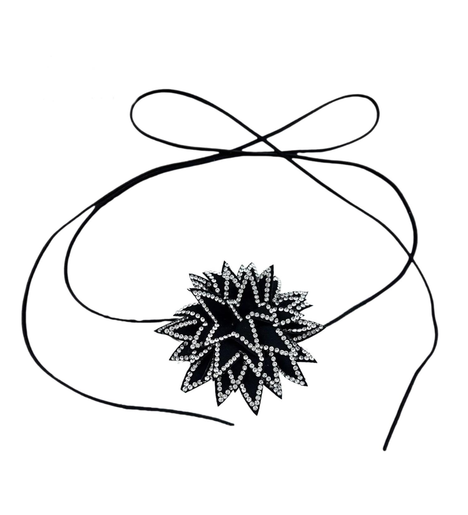 Buy Southjieling Vintage Flower Necklace | Unique Stylish Diamond Jewelry | Silver Fabric Necklace for Daily Use - Buy Online on GoSupps.com