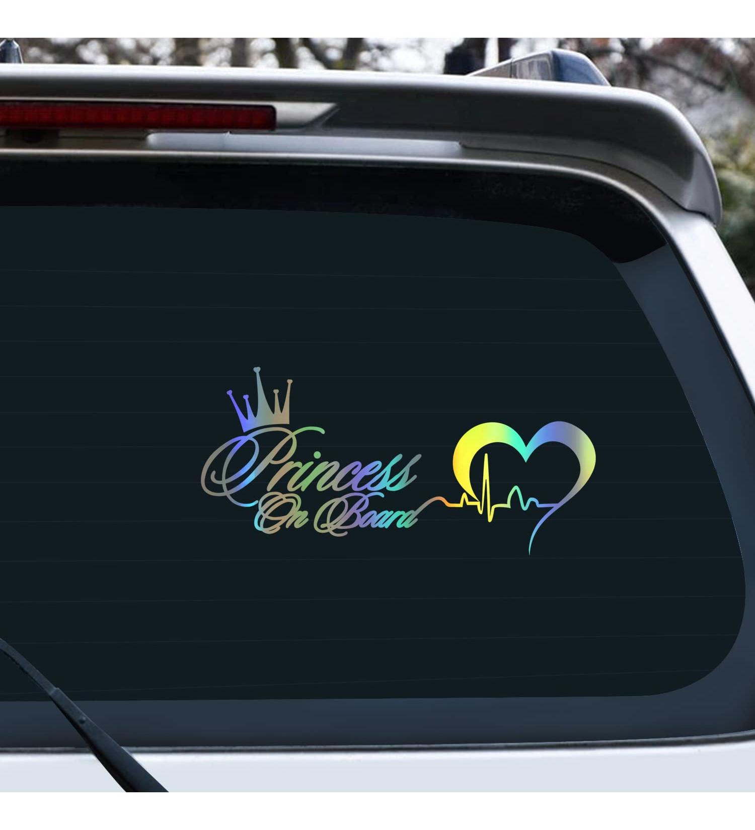 Vesvory Princess on Board Car Sticker - Heartbeat Window Decal | Baby Security 2-Pack | Colorful Car Accessories - Buy Online on GoSupps.com