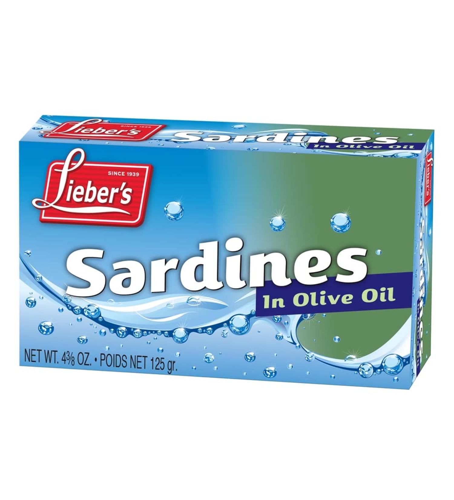 Lieber's Tinned Sardines in Pure Olive Oil 125g Tin | Rich in Omega 3 - Buy Online on GoSupps.com