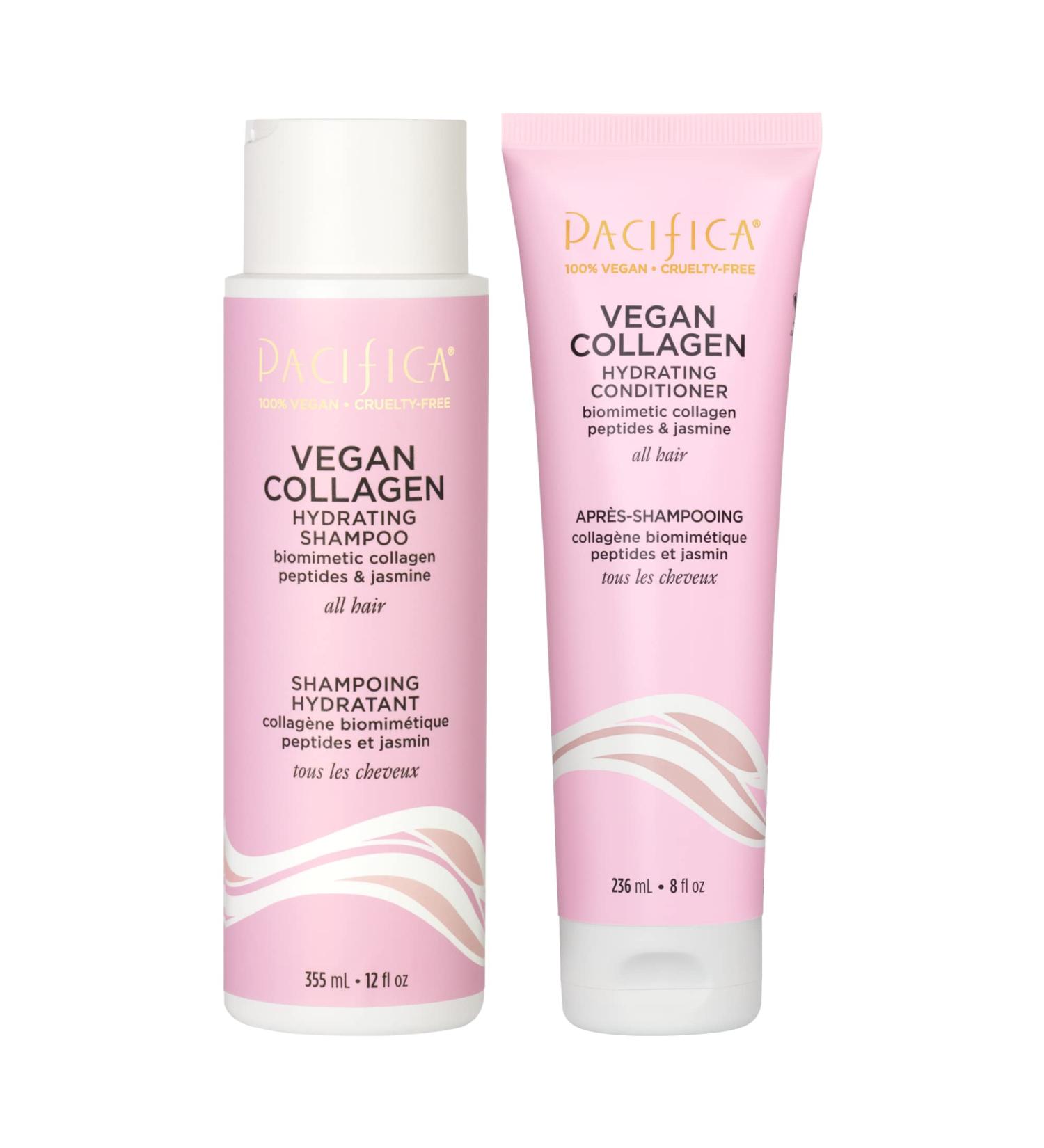 Pacifica Beauty Vegan Collagen Hydrating Shampoo & Conditioner Set - Soften, Restore Shine, Address Split Ends - For Dry & Damaged Hair - Add Shine, Moisture - Sulfate & Silicone Free - Vegan - Buy Online on GoSupps.com