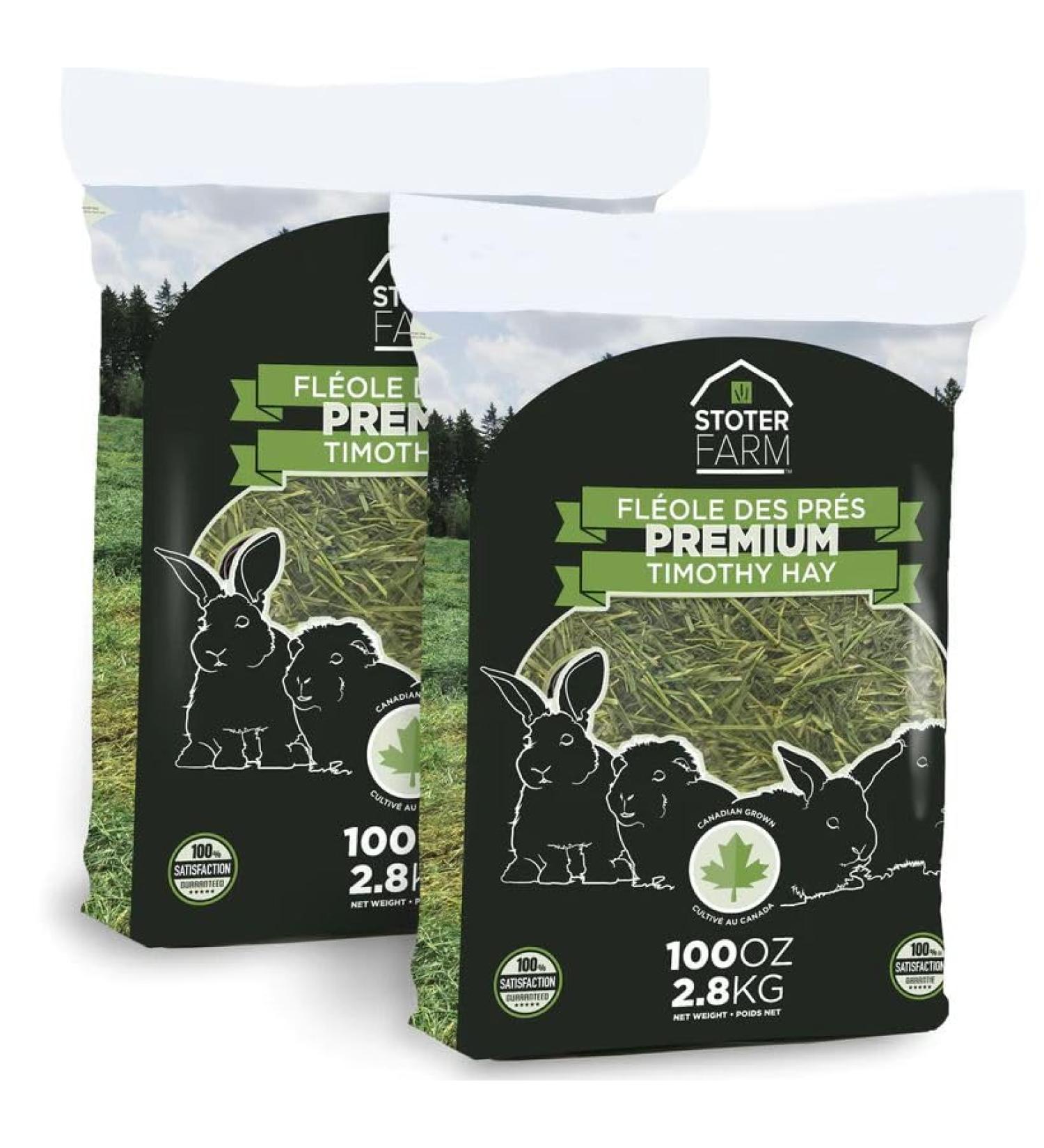 Timothy Hay 12.5 lb. by Stoter Farms 100% Canadian. Hay for Rabbits Guinea Pigs Chinchilla and Other Small Pets (2 x 100oz Bag) 2.8 kg (Pack of 2)