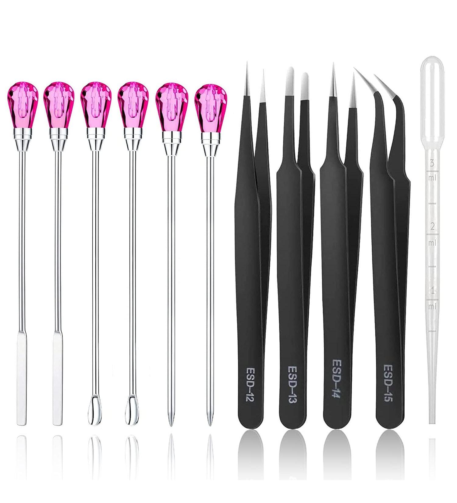 11 Pcs Silicone Resin Mold Tools Set for Art & Jewelry Making - Rose Red Anti-Static Electronics Tweezers Kit - Buy Online on GoSupps.com