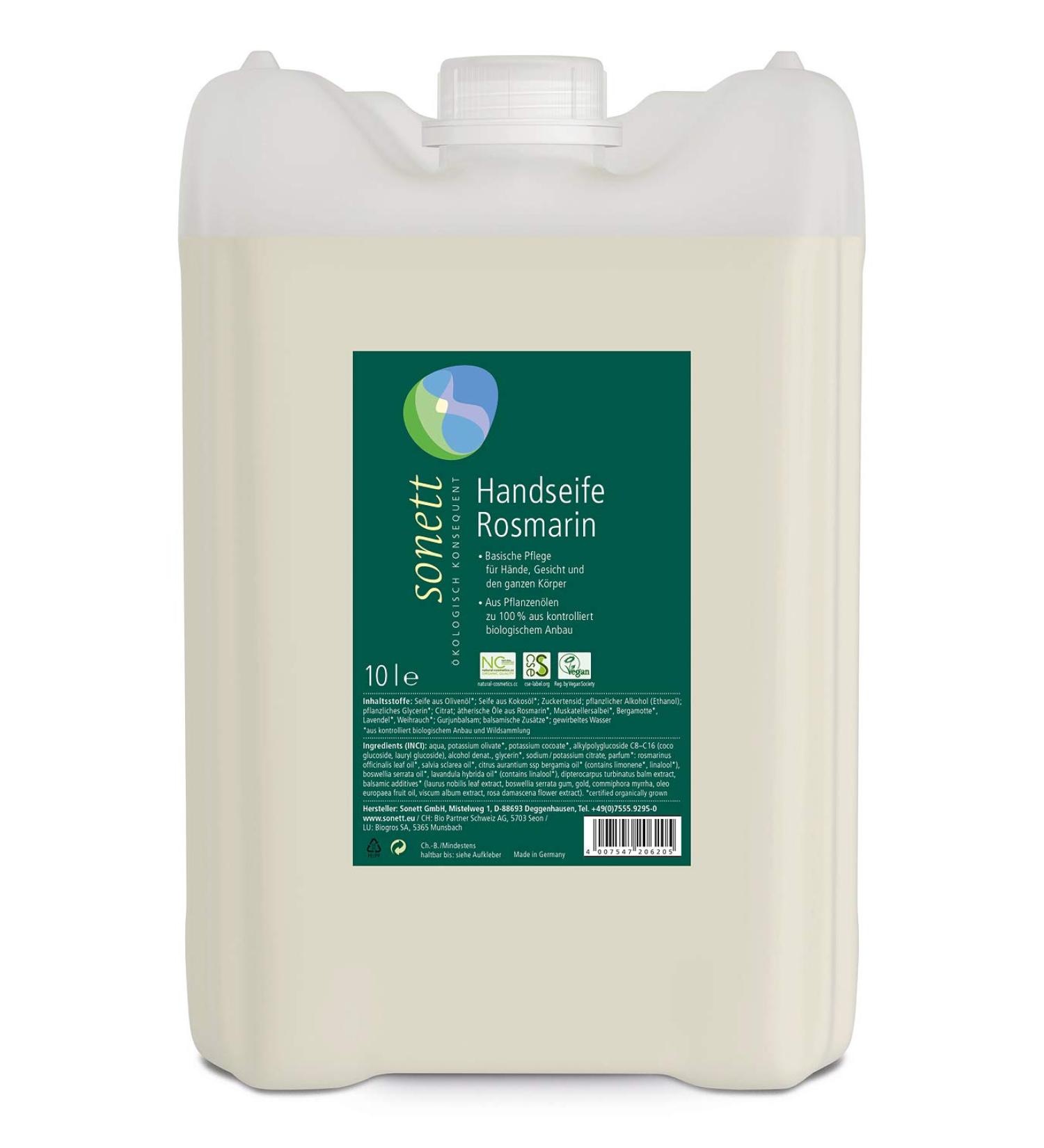 Sonett Hand Soap Rosemary 10 Liters - Eco-Friendly Liquid Soap for International Shipping - Buy Online on GoSupps.com