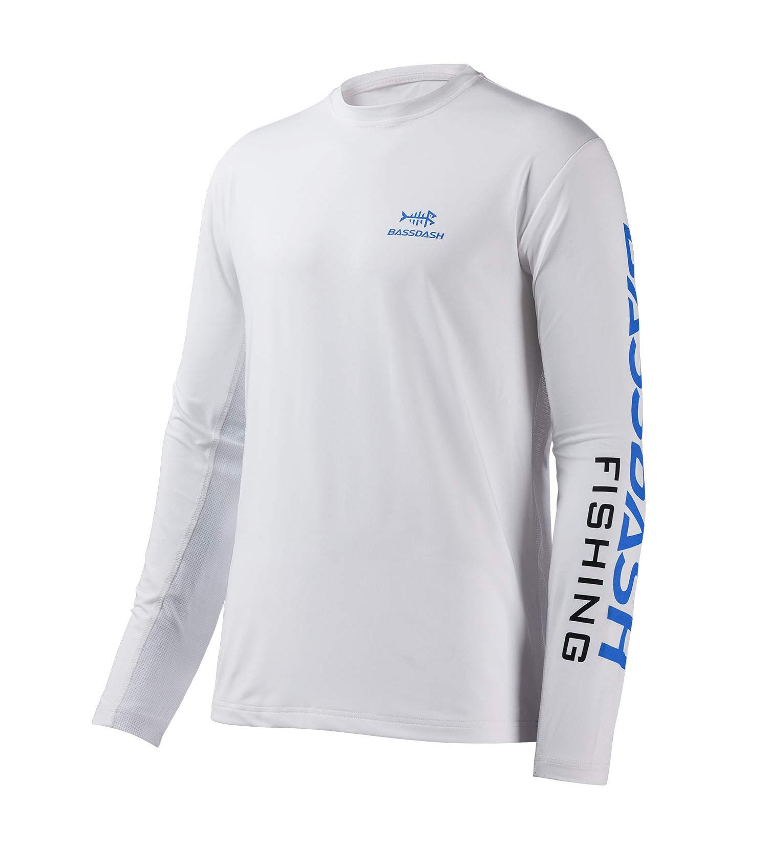 BASSDASH Men's UV Sun Protection Fishing T-Shirt UPF 50+ Long Sleeve - White/Vivid Blue - Size Large - Buy Online on GoSupps.com