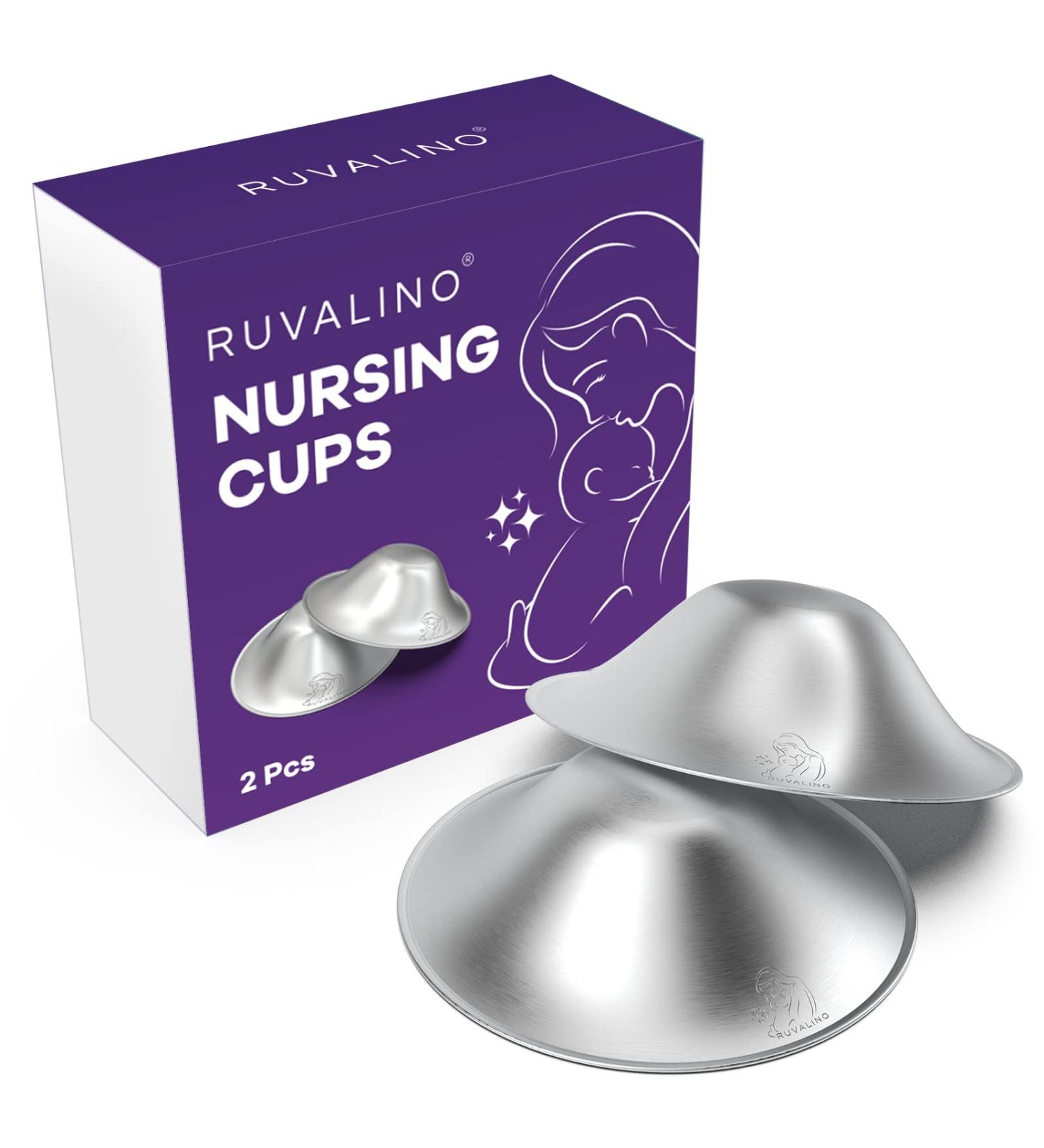 RUVALINO Silver Nipple Shield Breastfeeding - Premium Breastfeeding Silver Cups for Nursing Moms to Protect and Soothe Sensitive Nipples Safe and Nickel-Free Silver Nipple Cups (Regular) - Buy Online on GoSupps.com