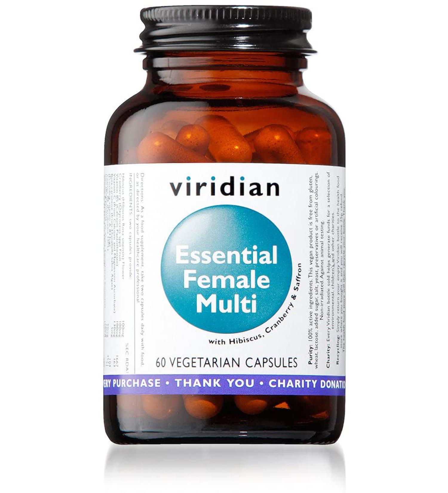 Viridian Essential Female Multi - Hibiscus and Cranberry - 60 Vegicaps