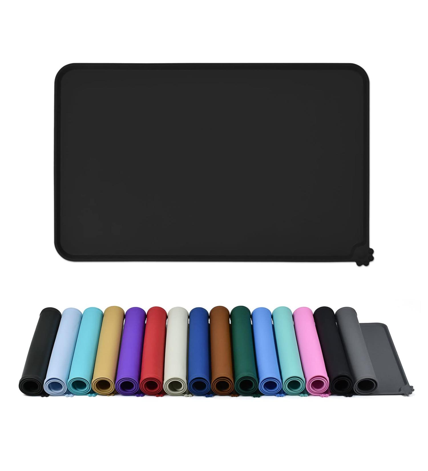 Buy Reopet Silicone Pet Feed Mats - Waterproof Dog & Cat Mats with Elevated Edges (60x40 cm - Black) for Easy Clean-Up - Buy Online on GoSupps.com