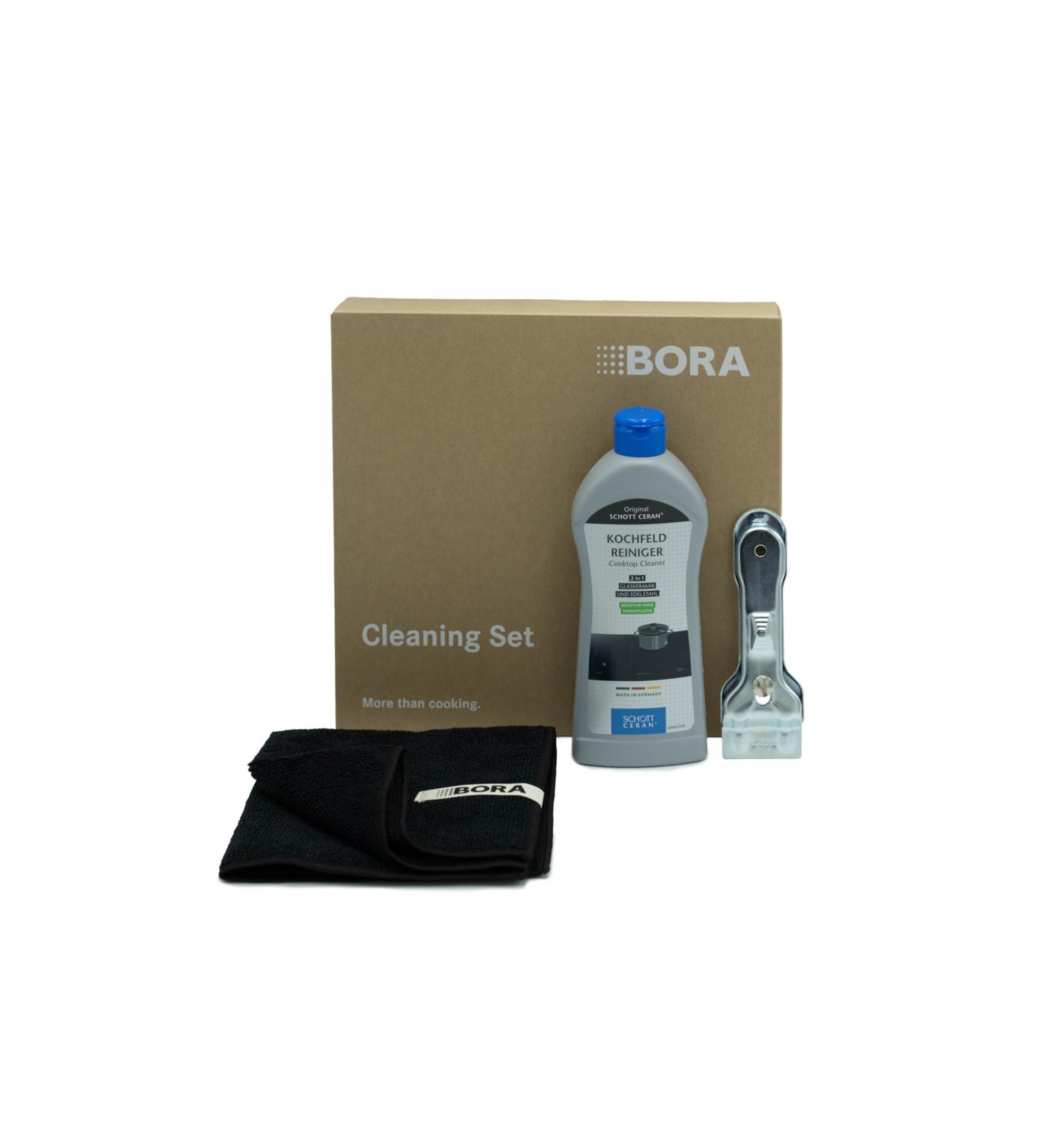 BORA Stove Cleaner for Glass Ceramic Hobs - 300ml Cleaning Set with Scratch & Microfiber Cloth | Ideal for Induction & Ceramic Cooktops - Buy Online on GoSupps.com
