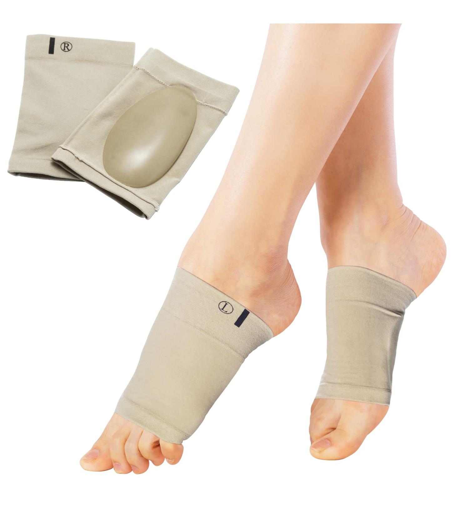 YLYLXIMA Compression Arch Support Sleeves with Gel Pad - Plantar Fasciitis Relief for Flat Feet - Men Women (1 Pair Beige) - Buy Online on GoSupps.com
