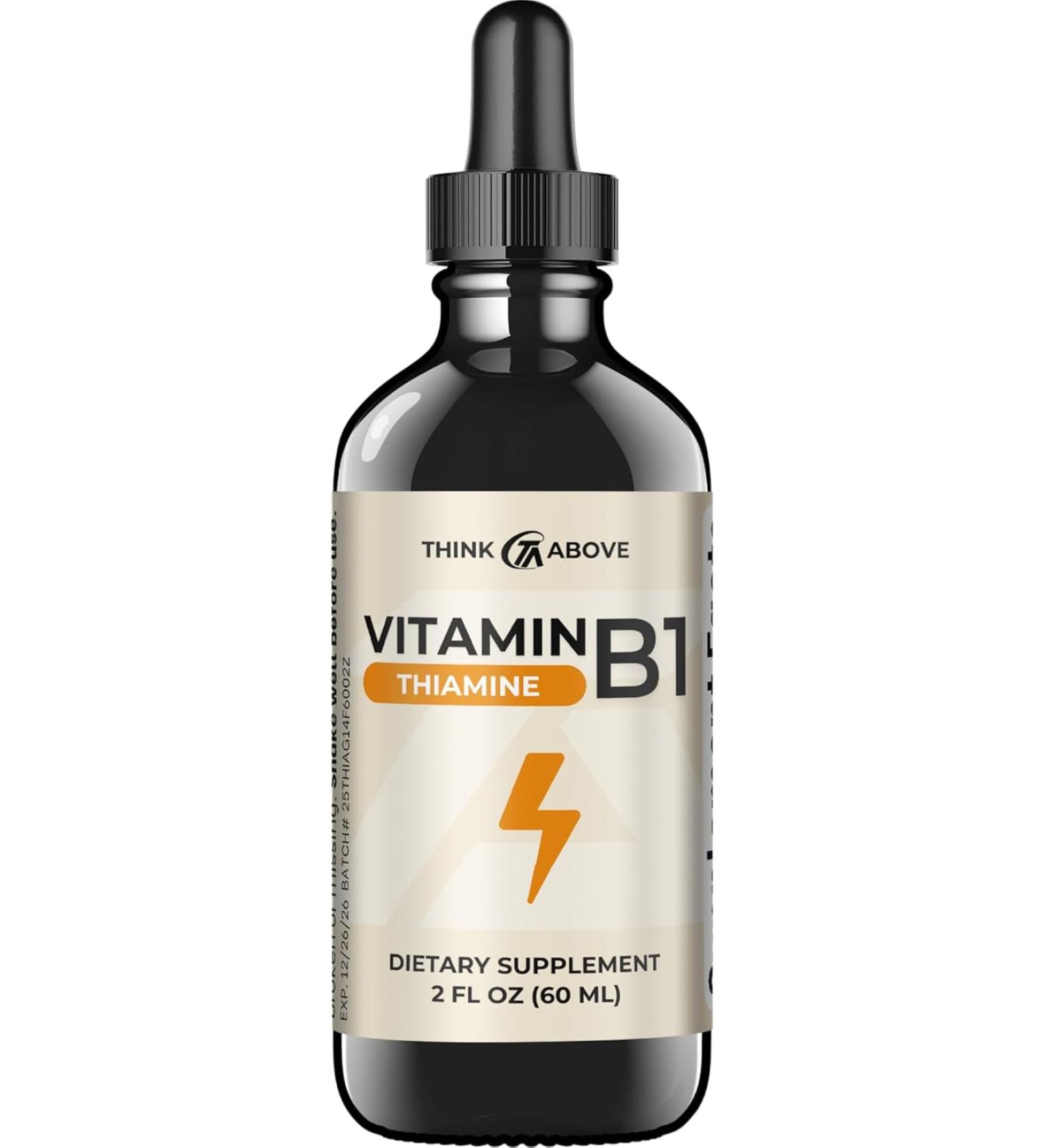 Vitamin B1 Thiamine Mononitrate Liquid Drops - Energy Boost & Metabolism Support - 2 Fl Oz - Buy Online on GoSupps.com