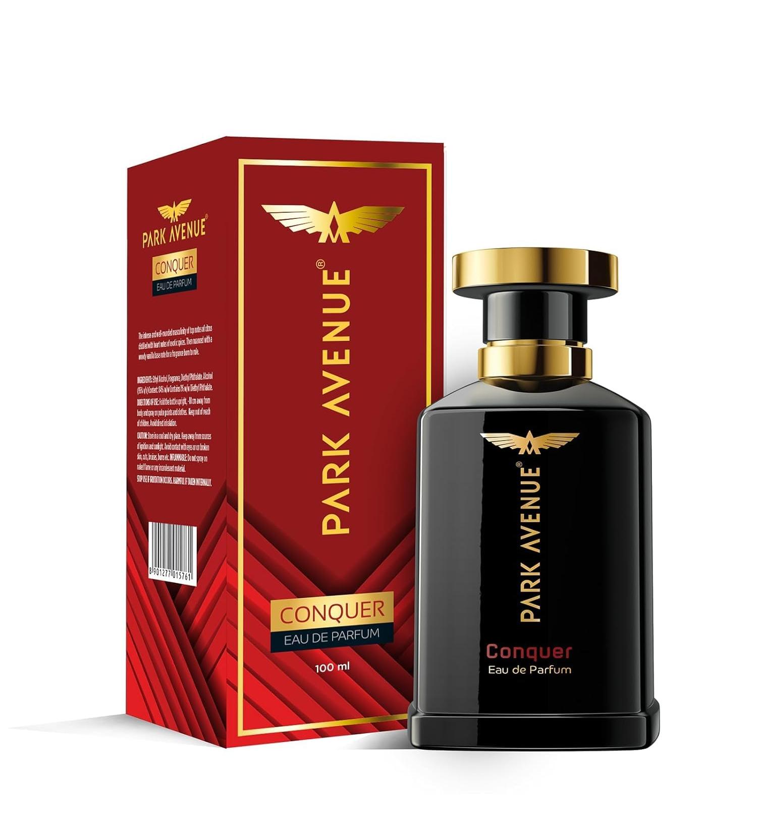 Park Ave'nue Conquer Eau De Parfum Men 100Ml Long Lasting Perfume Spray For Men Premium Luxury Fragrance Scent Aromatic Blend Of Woody & Spicy Fragrance Suitable For Every Occasion - Buy Online on GoSupps.com