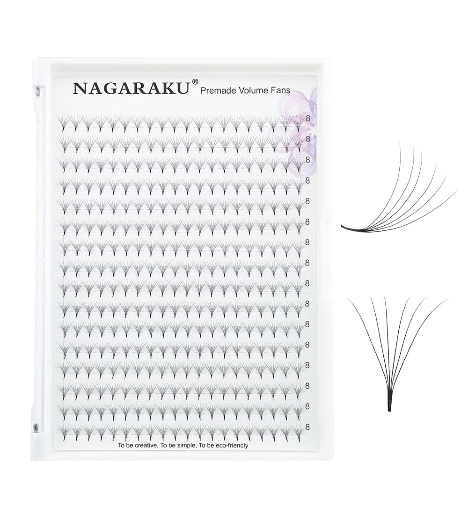 Nagaraku Volume Eyelash Extensions - 320pcs Premade 6D Fans 0.07mm D Curl 8mm Length | International Shipping Available - Buy Online on GoSupps.com