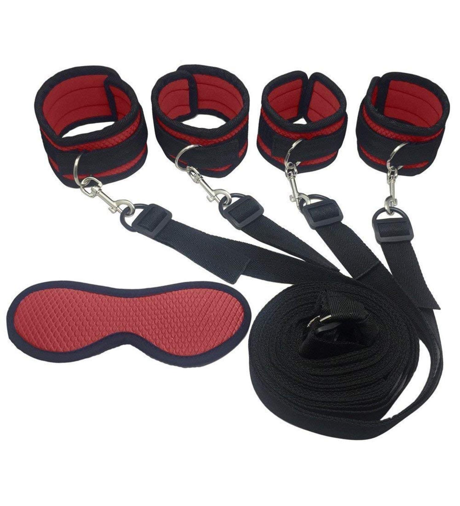 Soft Dark Red Sleep Eye Mask with Bed Strap Kit - for Ultimate Comfort and Relaxation - Buy Online on GoSupps.com