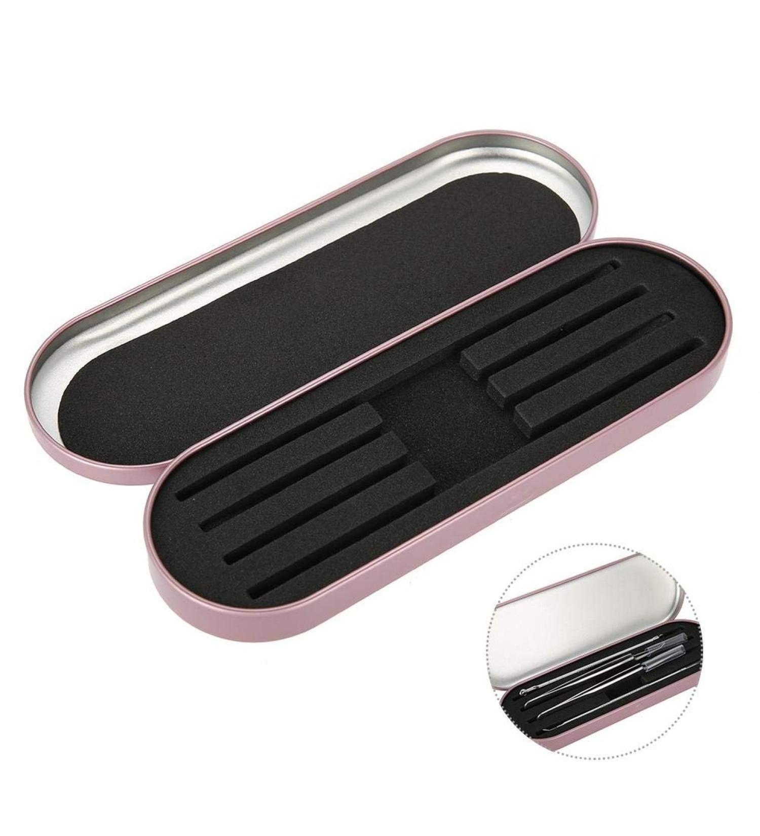 Professional Rose Red Stainless Steel Storage Box | 4 Soft Slots for Beauty Tools & Tweezers - International Shipping - Buy Online on GoSupps.com