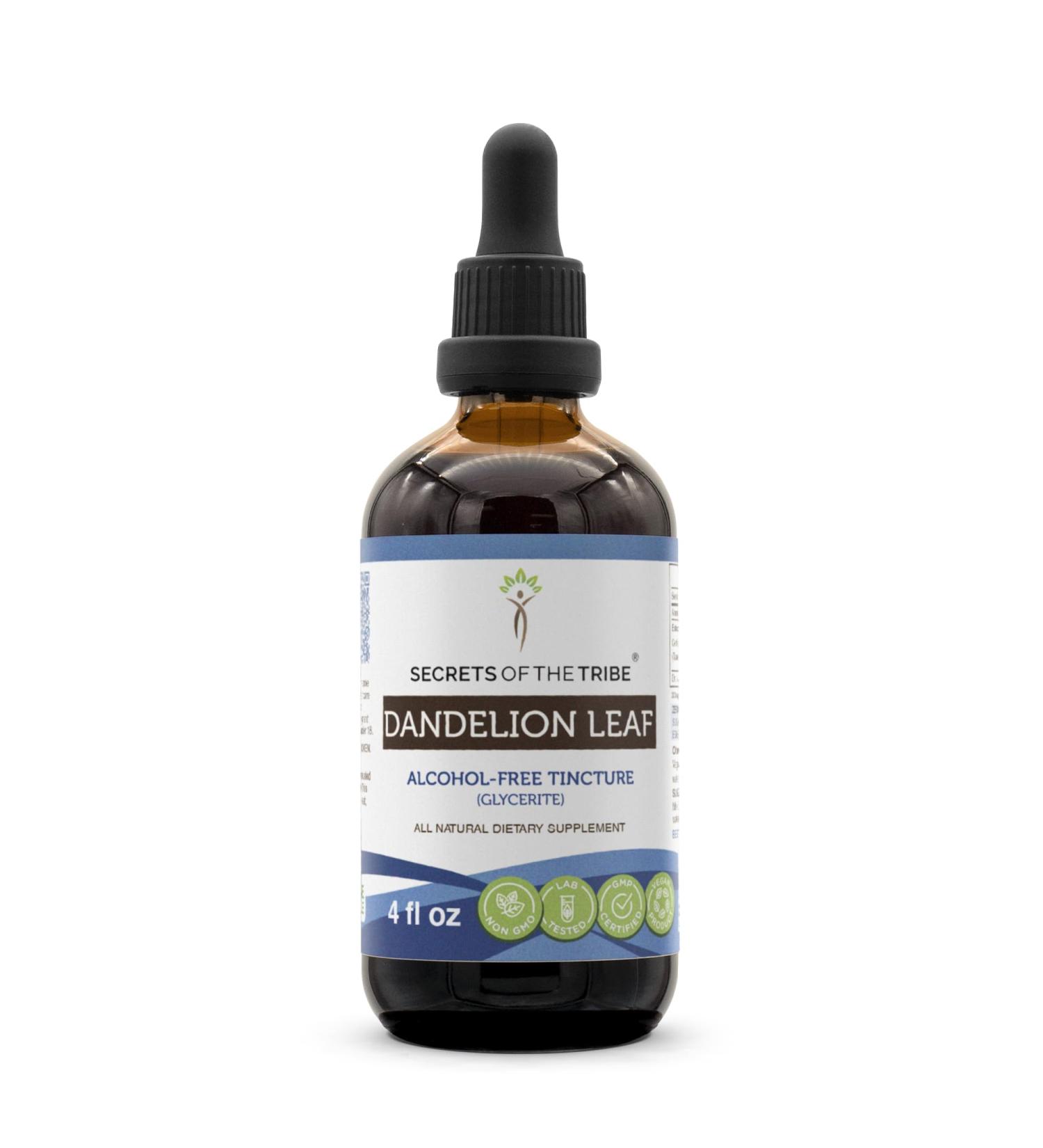 Secrets of the Tribe Dandelion Leaf Tincture - Alcohol-Free Liquid Extract - 4 FL OZ - Taraxacum Officinale - Dried Leaf - Pack of 1 - Buy Online on GoSupps.com