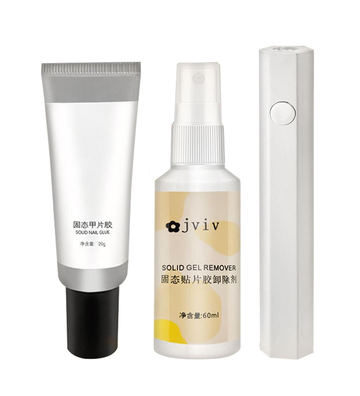 Strong Solid Nail Glue UV Nail Gel - UV Nail Glue Kits Solid Gel for Nails Long-Lasting Easy Application for Nail Salon - Buy Online on GoSupps.com