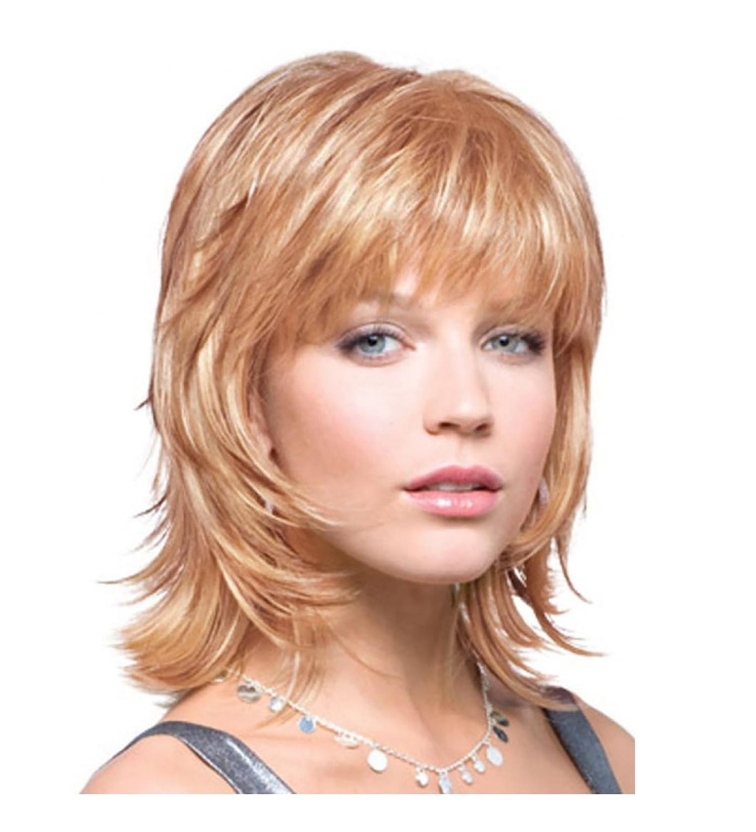 Rose Golden Blonde Pixie Cut Wig for Women - Shaggy Layered Mullet Rocker Style - Buy Online on GoSupps.com