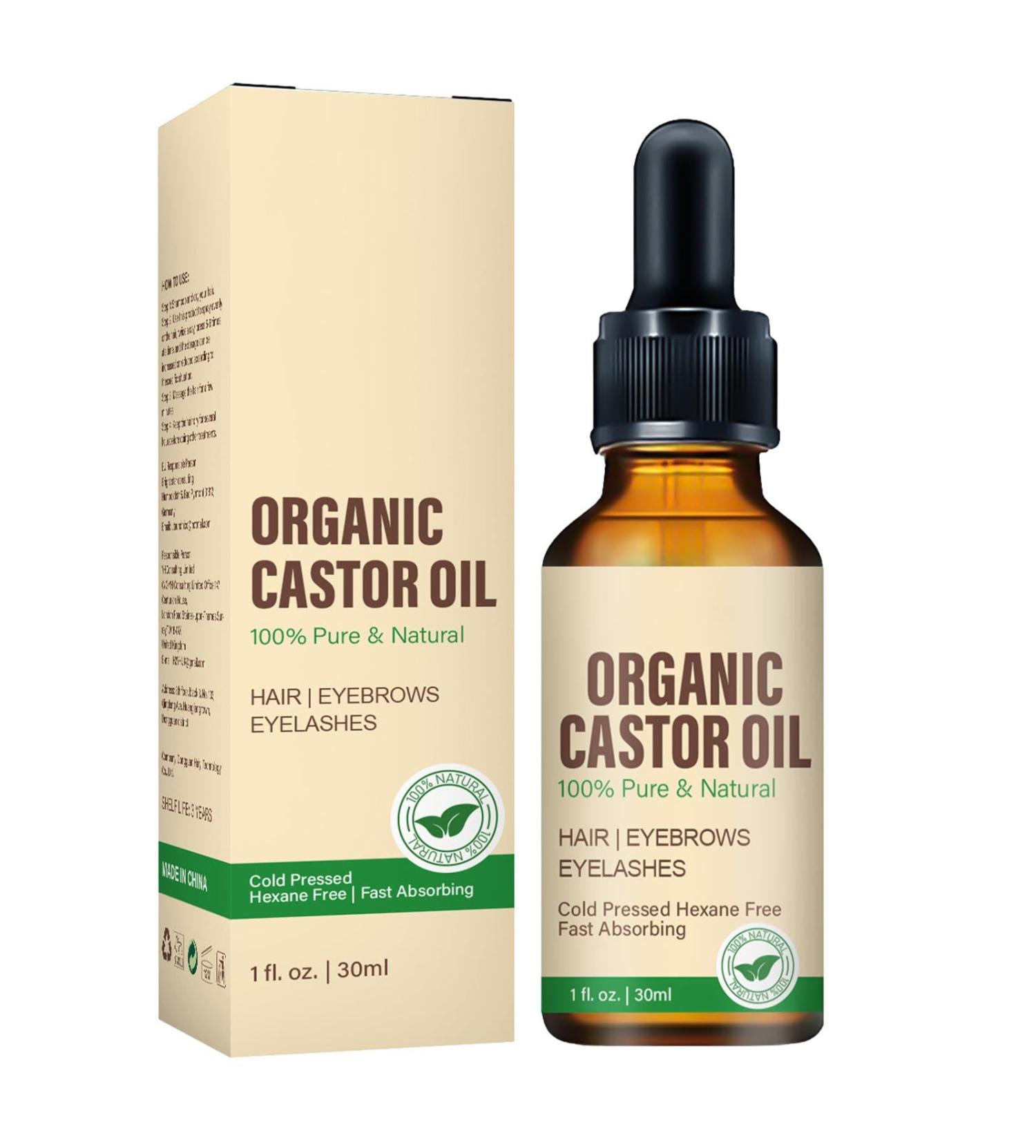 Castor Oil For Hair Growth- 30ml Cold Pressed Castor Oil For Eyelashes And Eyebrows With Eyelash Brush Skin Care Ricin Oil For Dry Damaged Hair And Growth - Buy Online on GoSupps.com