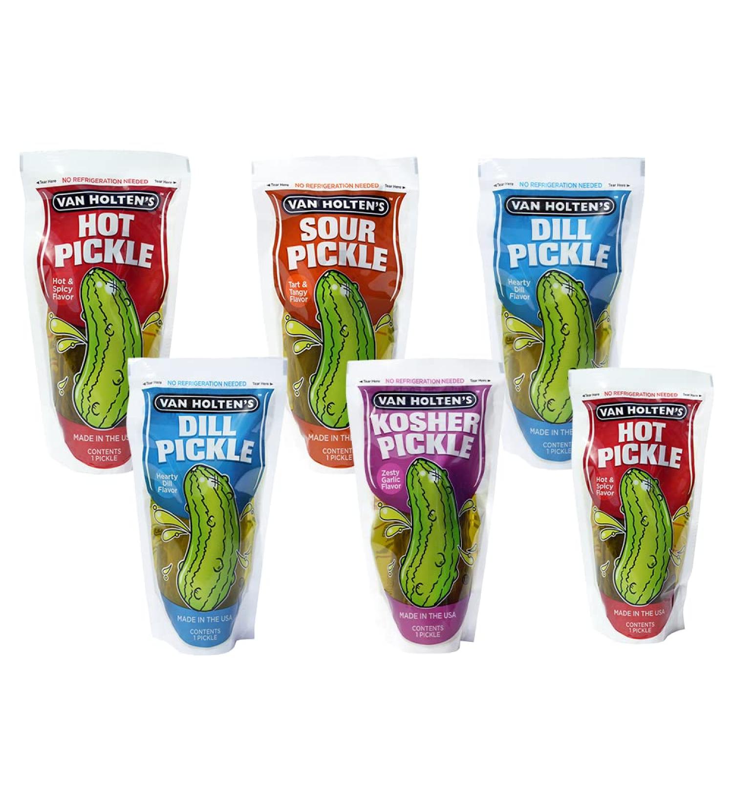 Van Holtens Pickles Variety Sampler - 6 Pickle-In-A-Pouch Pack for International Shipping - Buy Online on GoSupps.com
