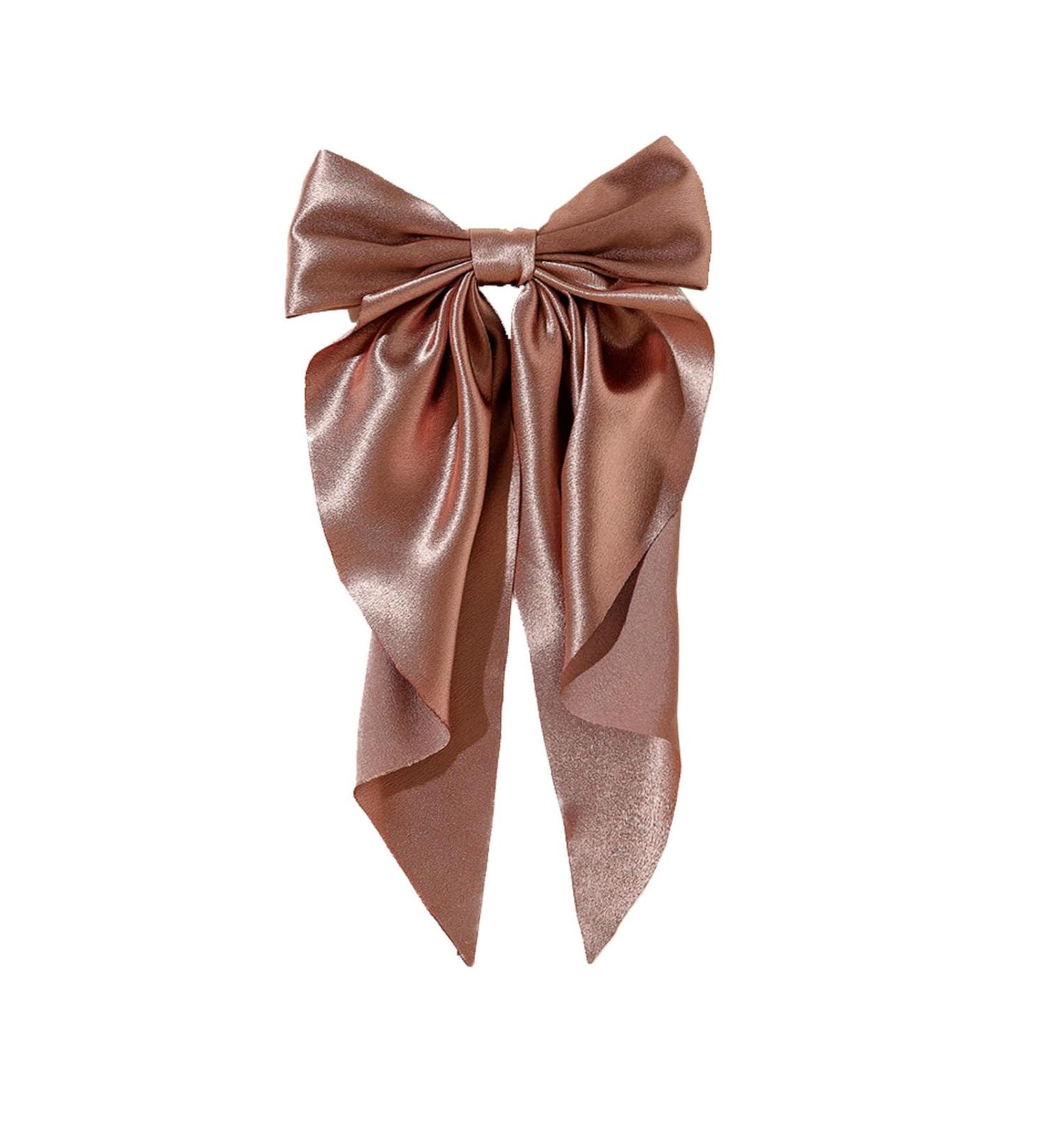 Yuyeran Super Big Bow Hair Clips French Style Soild Color Knotted Bowknot Spring Snap Barrettes Hair Clips with Long Ribbon for Women Girls (Brown) - Buy Online on GoSupps.com
