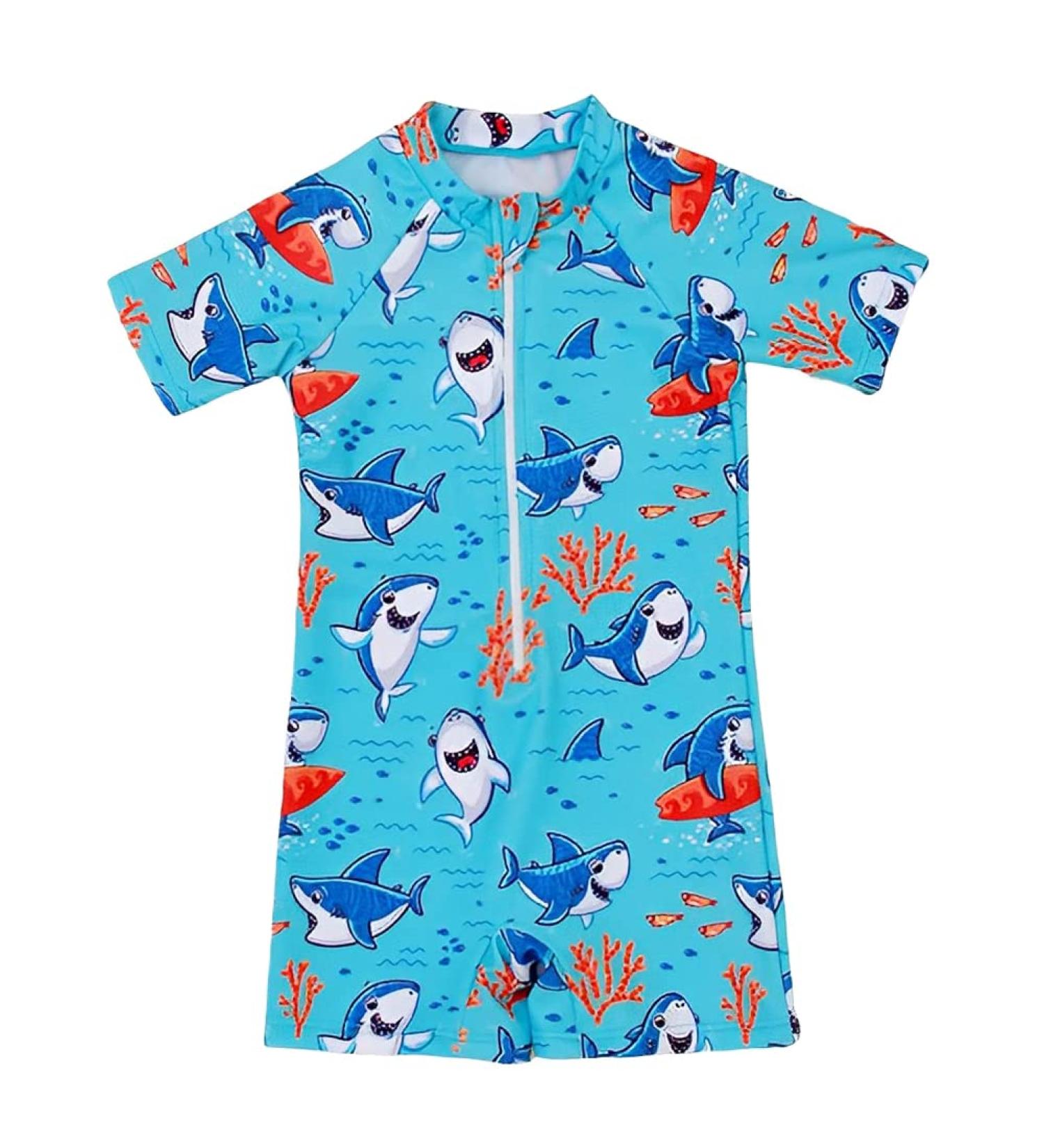 PythJooh Baby Boy Swimsuit Zipper Rash Guard One Piece Beach Swimwear Shark Print Shorts 0-5Years - Swimming Shark - Buy Online on GoSupps.com
