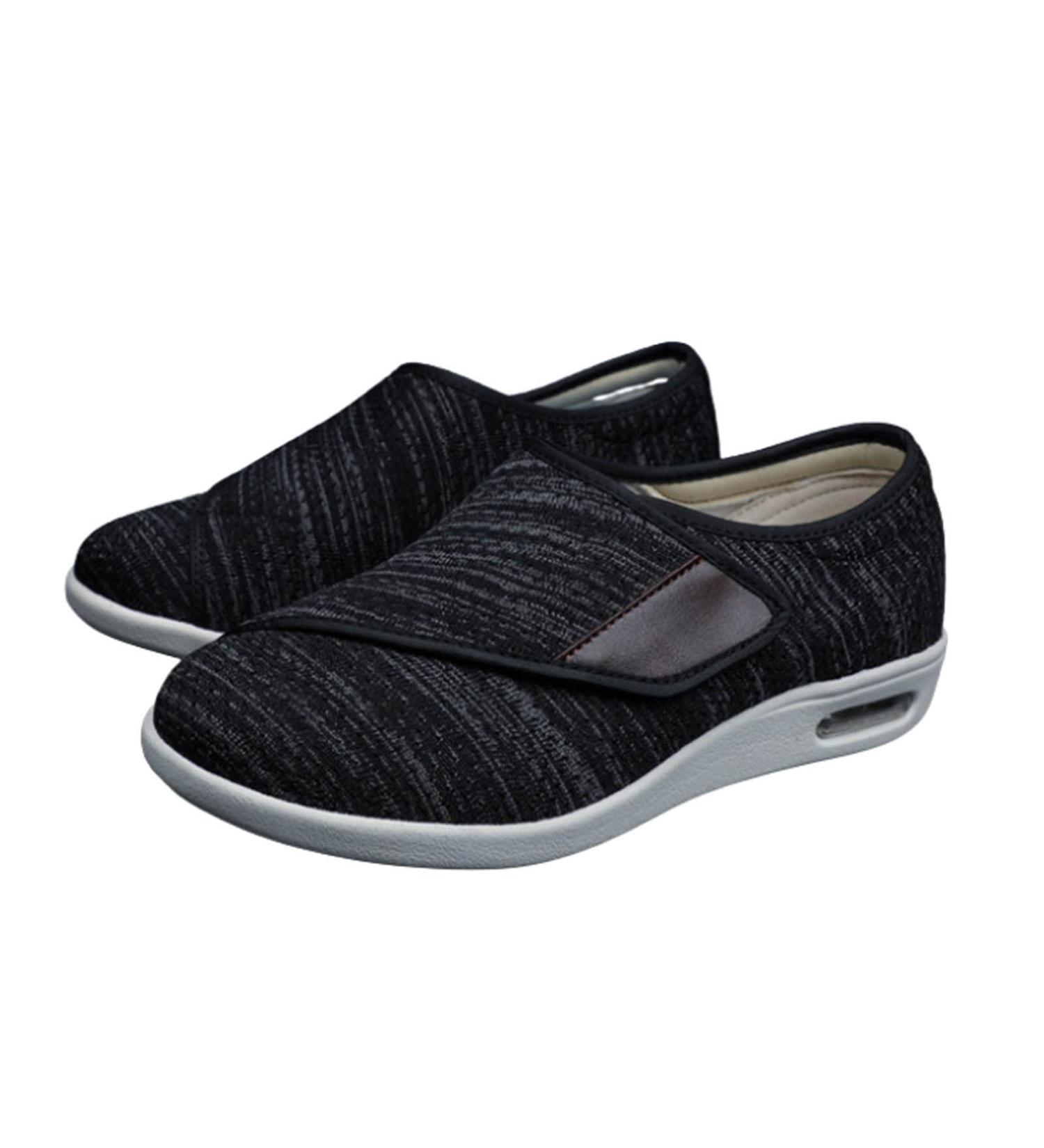 FAMYNGL Men's Diabetic Walking Shoes with Adjustable Closure - Lightweight Support for Elderly, Swollen Feet, Edema, Plantar Fasciitis - Dark Black (Size 36) - Buy Online on GoSupps.com