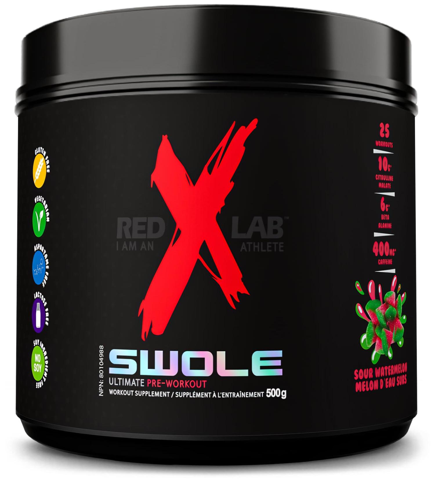 Red X Lab Swole Pre-Workout Powder Pumps & Strength Extreme Intensity Hyper Concentrate Citrulline Malate 2:1 Beta Alanine For Men & Women 25 Servings (Sour Watermelon 500g) Sour Watermelon 500 gram - Buy Online on GoSupps.com