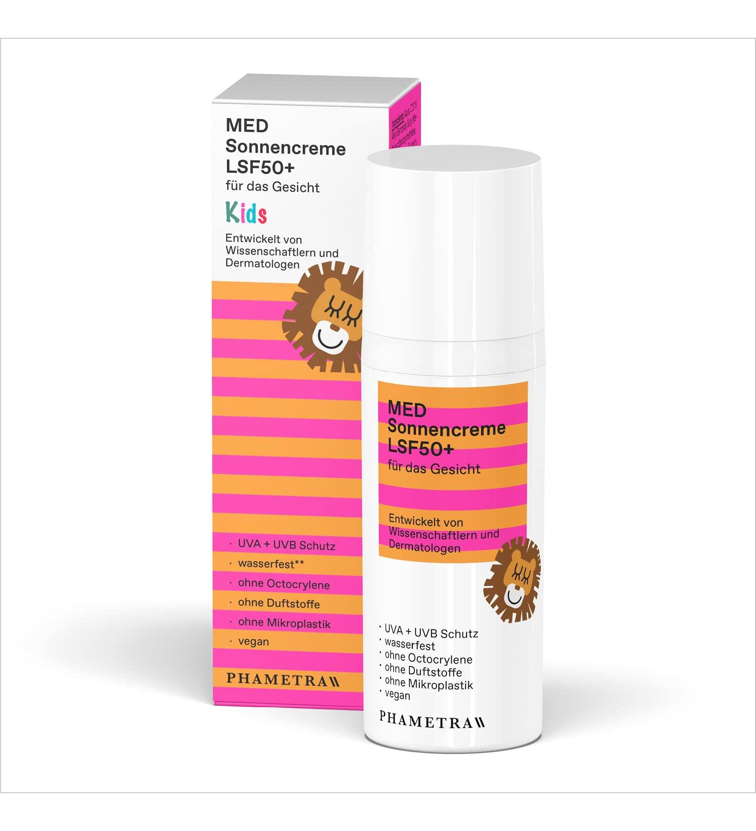 Phametra Med Sunscreen LSF 50+ for Kids | High UVA + UVB Protection | Fragrance-Free Vegan Waterproof | 50ml Safe for Allergic Skin - Buy Online on GoSupps.com