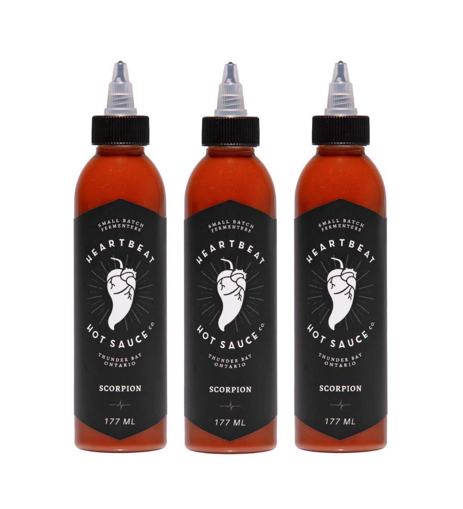 Heartbeat Hot Sauce - Scorpion 177ml - Small Batch & Handmade Vegan Gluten Free Preservative Free Featured on Hot Ones Season 13 (3 pack) 177 ml (Pack of 3) - Buy Online on GoSupps.com