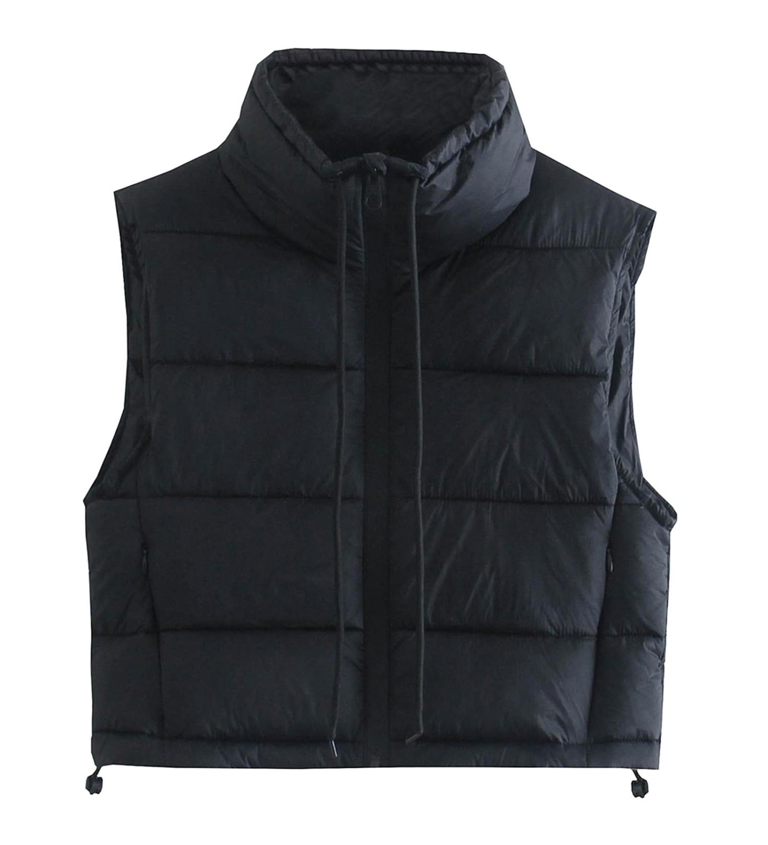 oelaio Women's Winter Crop Vest Lightweight Sleeveless Warm Outerwear Puffer Vest Padded Gilet Cropped Puffer Vest Women Black Medium - Buy Online on GoSupps.com