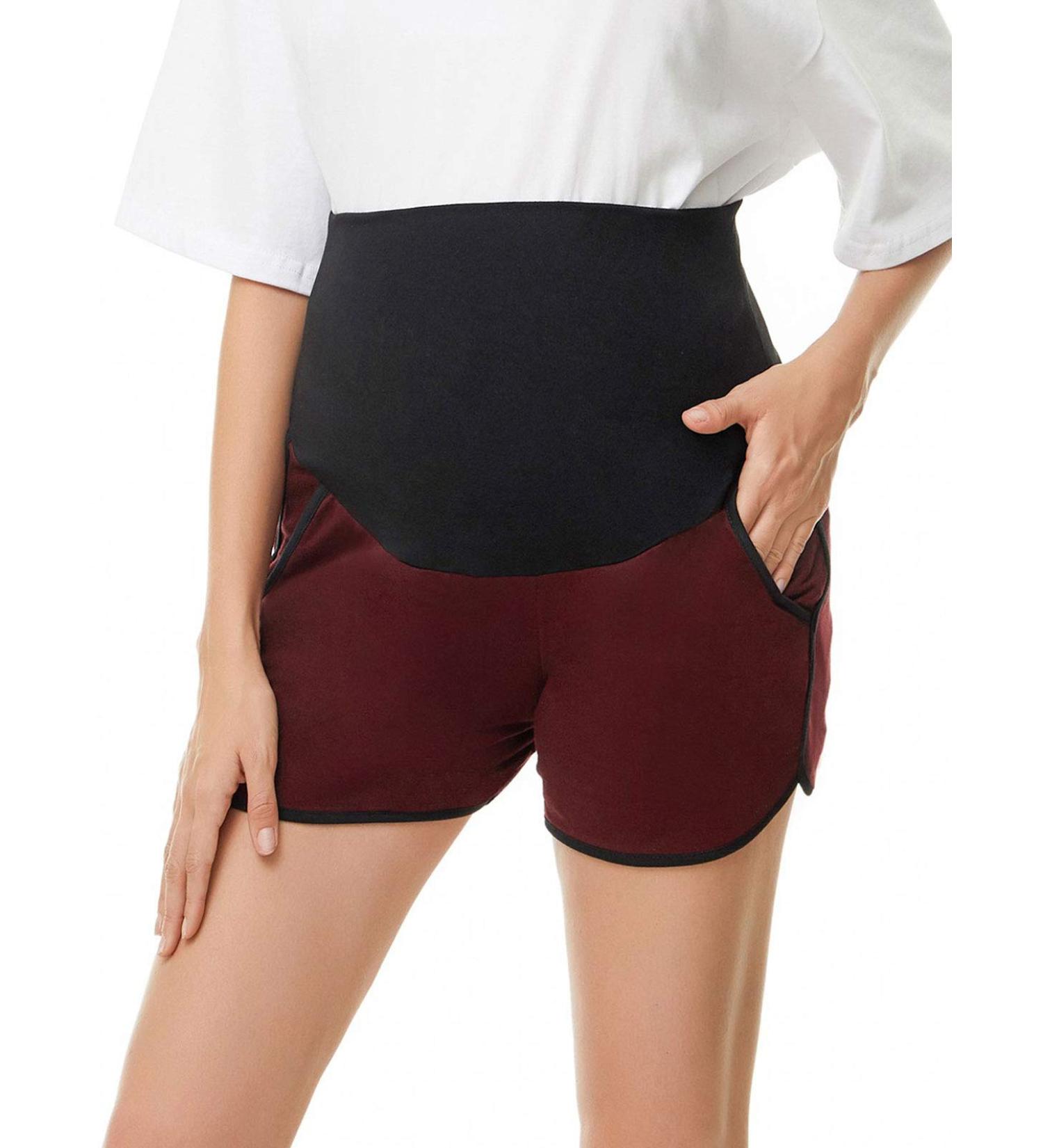Love2Mi Maternity Tights Leggings - Versatile Comfy Pregnancy Pants - Stretch Maternity Trousers (S Black/Wine Red) - Buy Online on GoSupps.com