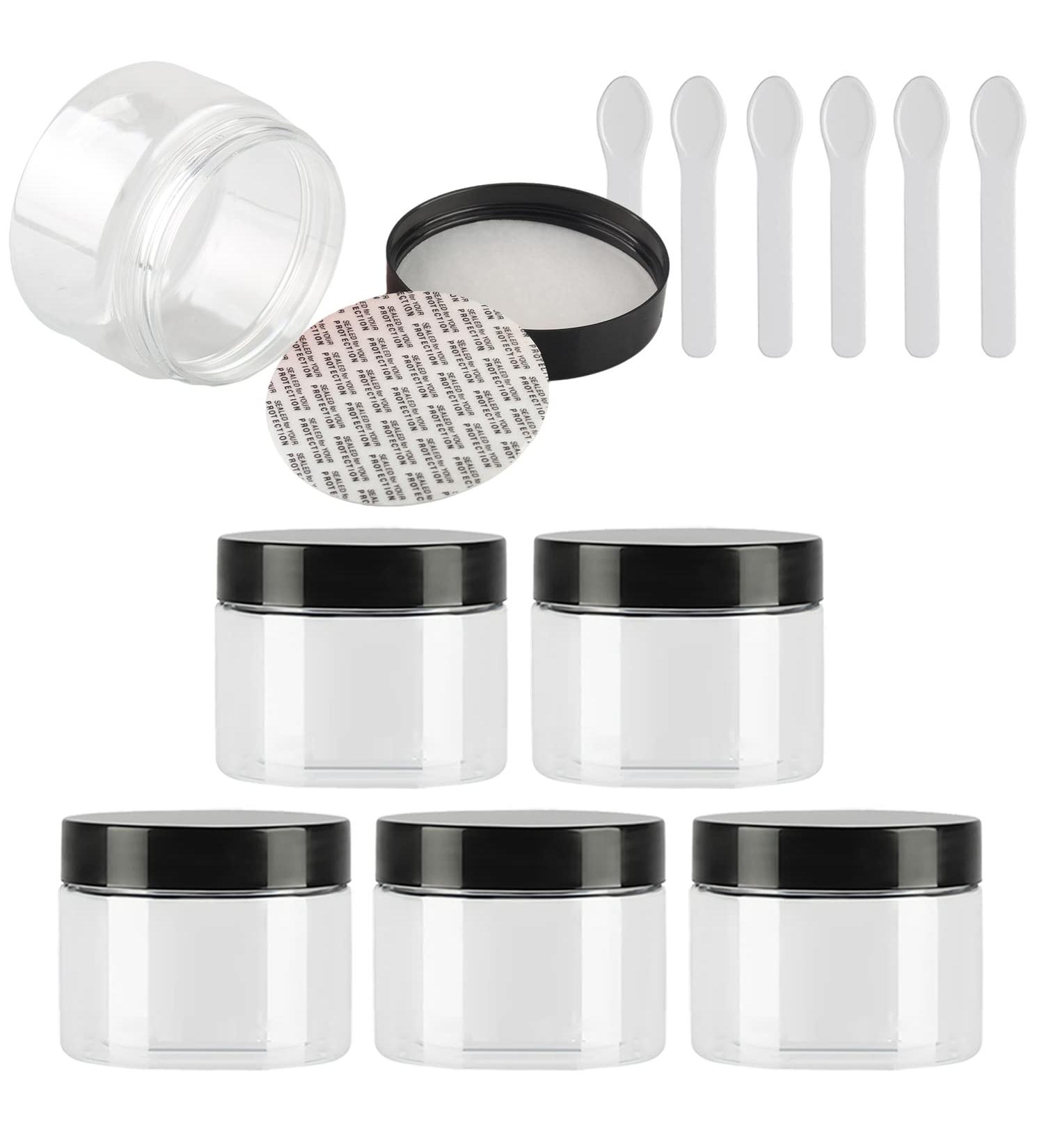 Buy Tianzd 6-Pack 150ml Transparent Plastic Cream Can - Black Lid & Spatulas | Ideal Cosmetic Containers for International Shipping - Buy Online on GoSupps.com