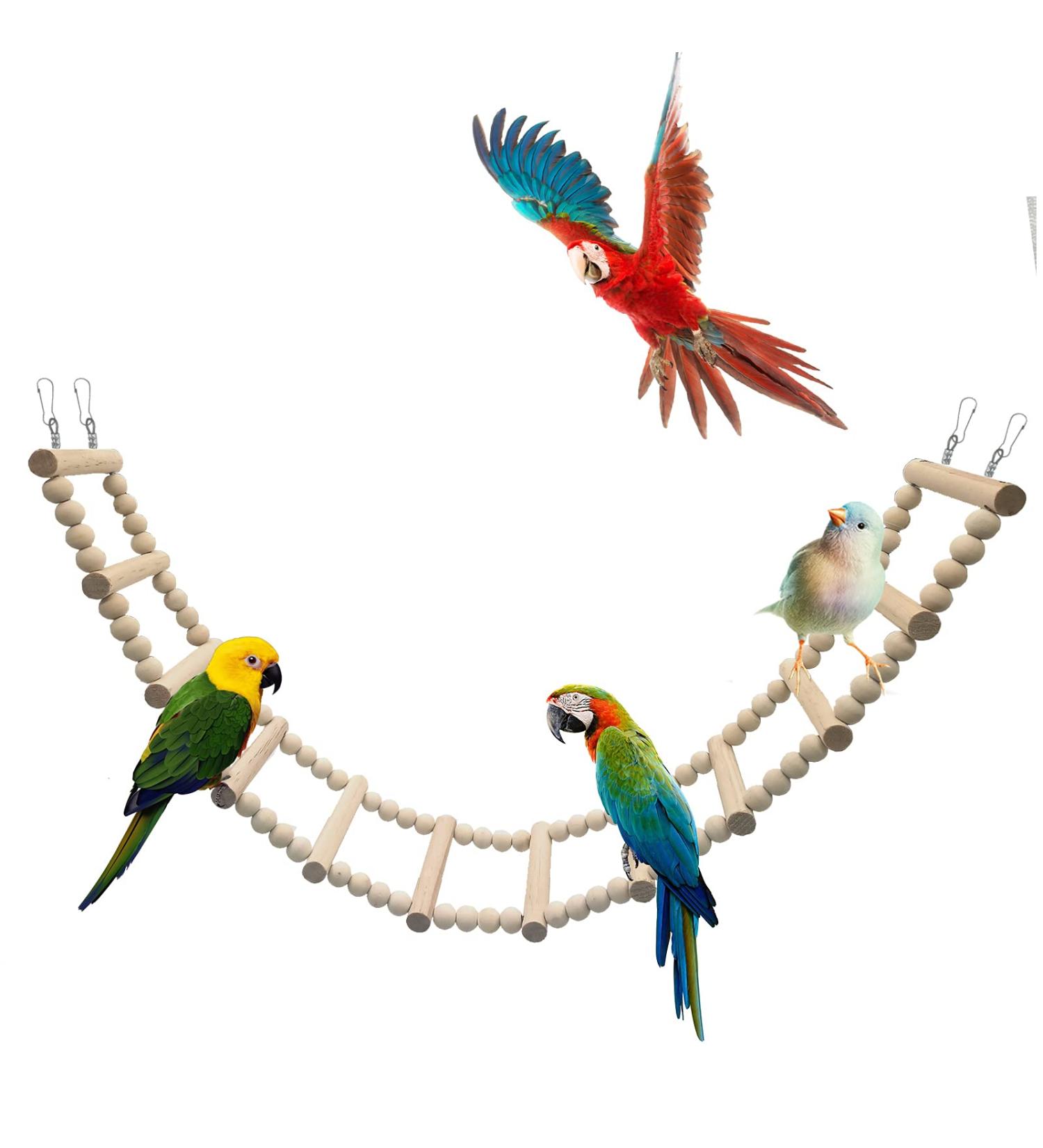 Wooden Bird Ladder for Pets | 12 Climbing Ladders for Parrots Hamsters & Squirrels - Durable Bird Cage Accessories (70 x 8.9 cm) - Buy Online on GoSupps.com