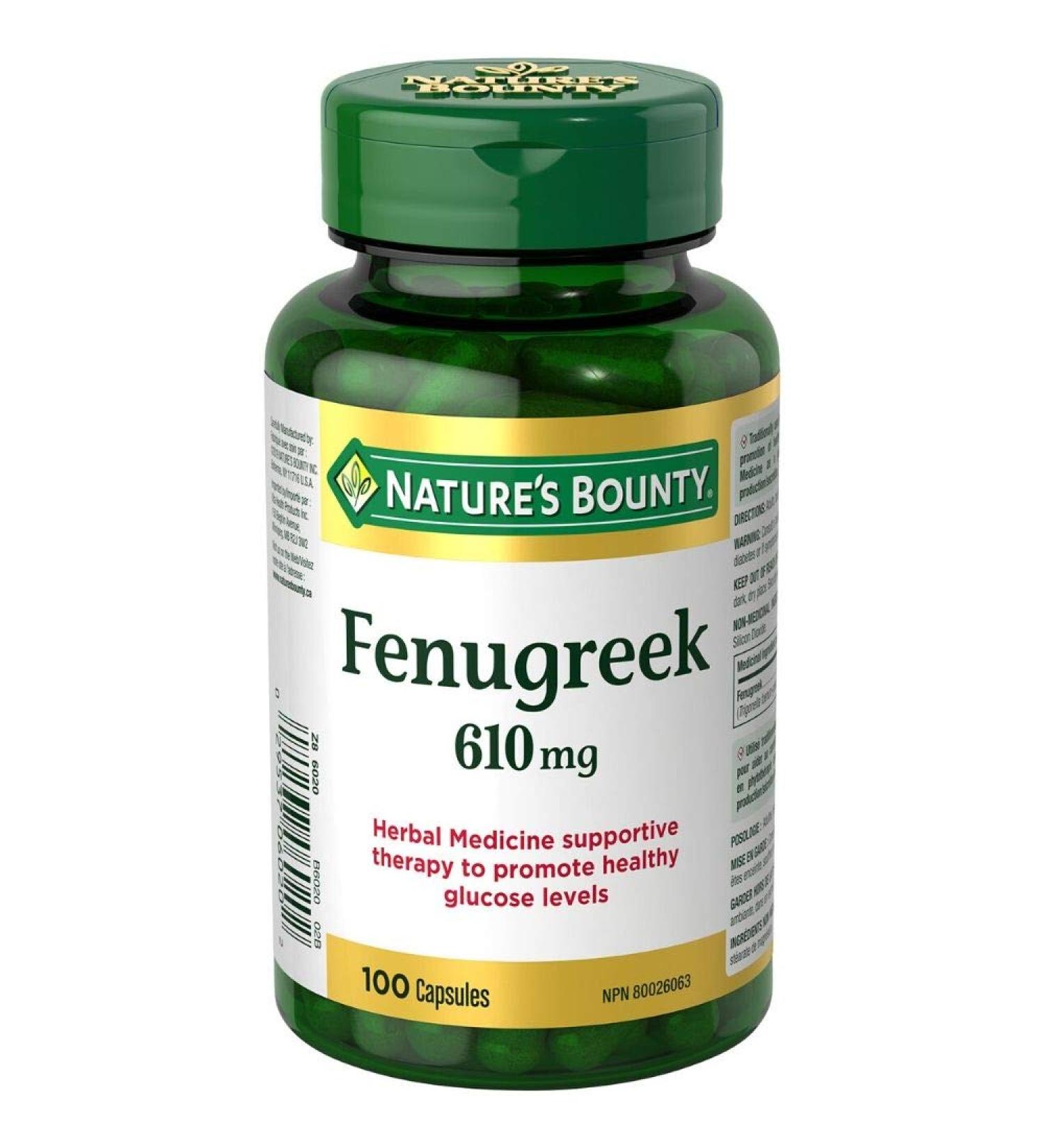 Nature's Bounty Fenugreek Capsules - 610mg (100 Count) | Pure and Potent Supplement - Buy Online on GoSupps.com