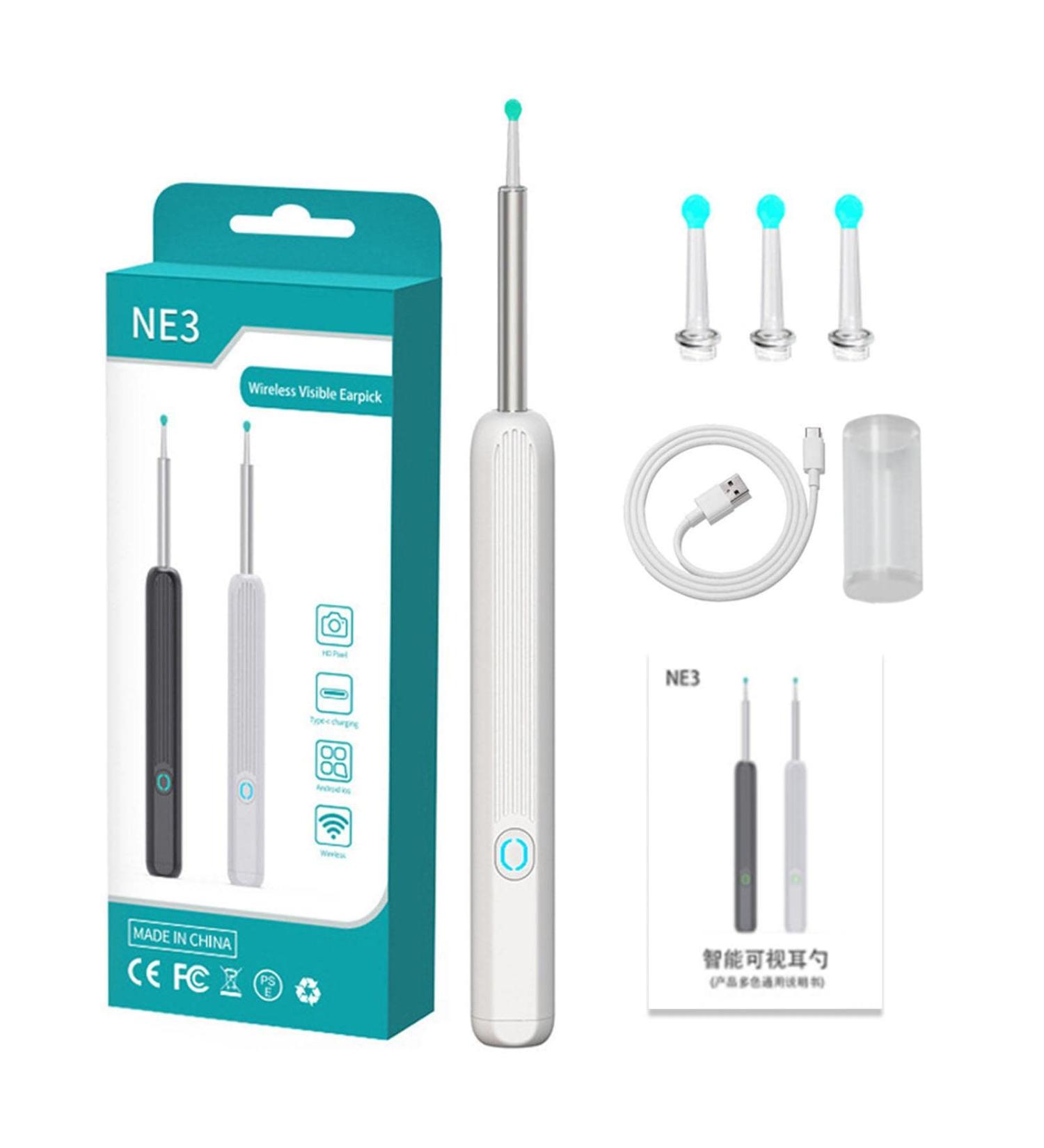 PLGEBR LED Ear Cleaner Spoon for Kids - Earwax Remover & Cleaning Tool - White - Buy Online on GoSupps.com