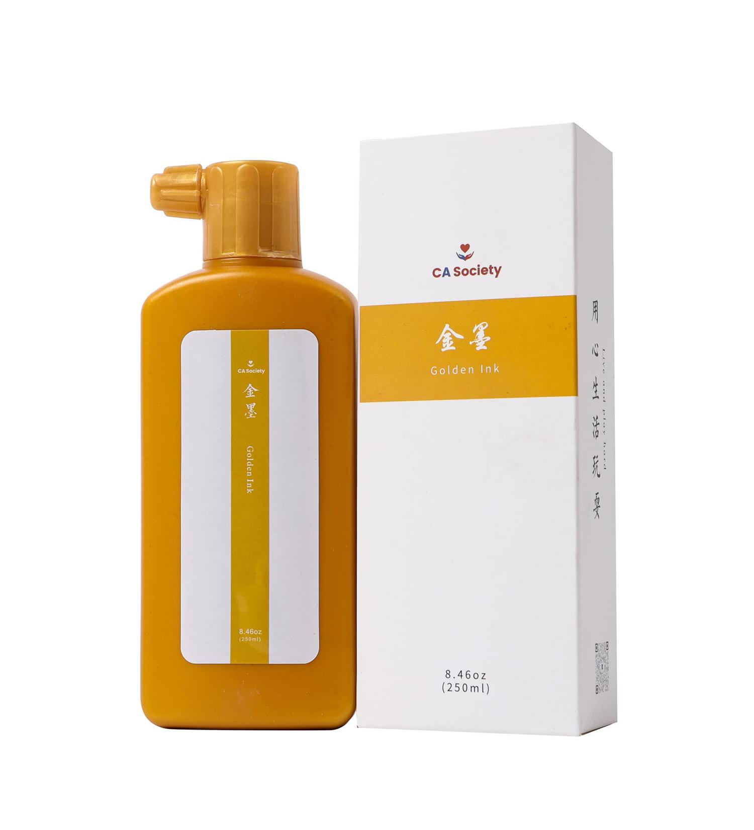 CA Society Gold Calligraphy Ink 250ml (8.45oz) - Premium Sumi Chinese Painting Ink - Buy Online on GoSupps.com