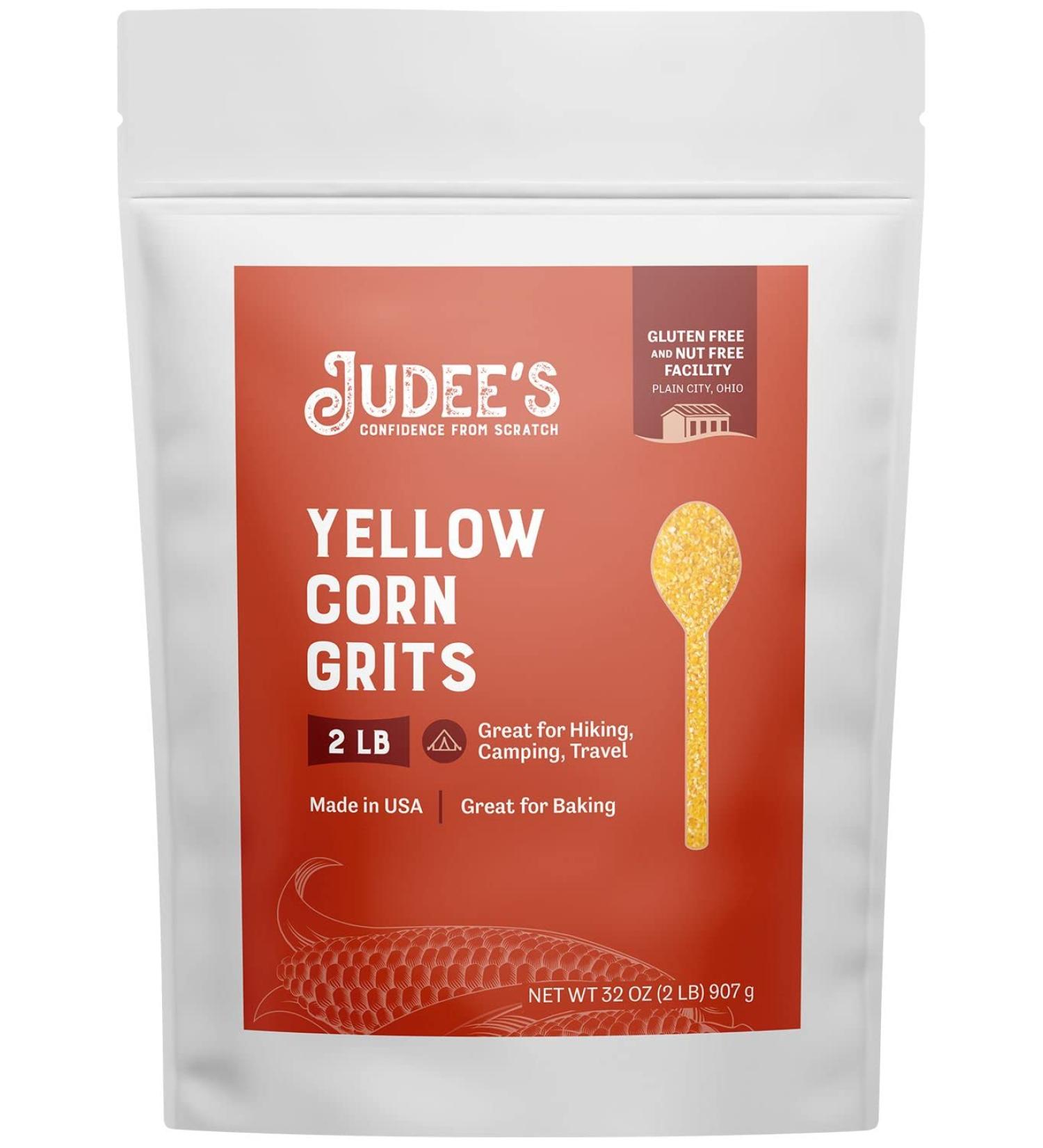 Judees Yellow Corn Grits 2 lb - Gluten-Free Old-Fashioned Grits for Breakfast, Baking, Camping & Hiking - Buy Online on GoSupps.com