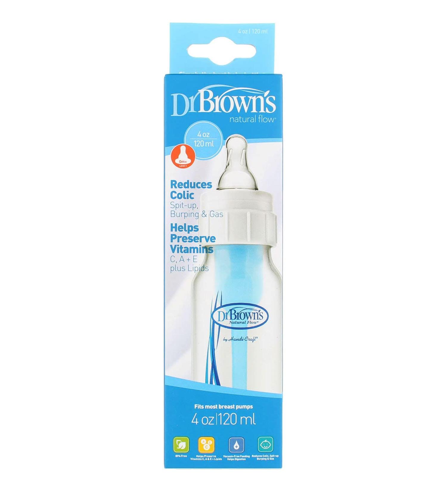 Dr. Brown's Natural Flow Level 1 Baby Bottle - 4 oz (0+ Months) - Anti-Colic - Buy Online on GoSupps.com