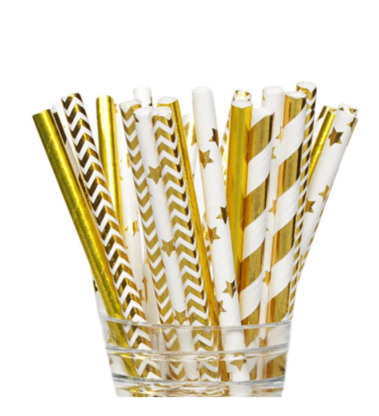 Molieeigin 300PCS Biodegradable Gold Paper Straws Bulk Straws for Birthday Wedding Baby Shower Celebrations and Supplies - Buy Online on GoSupps.com