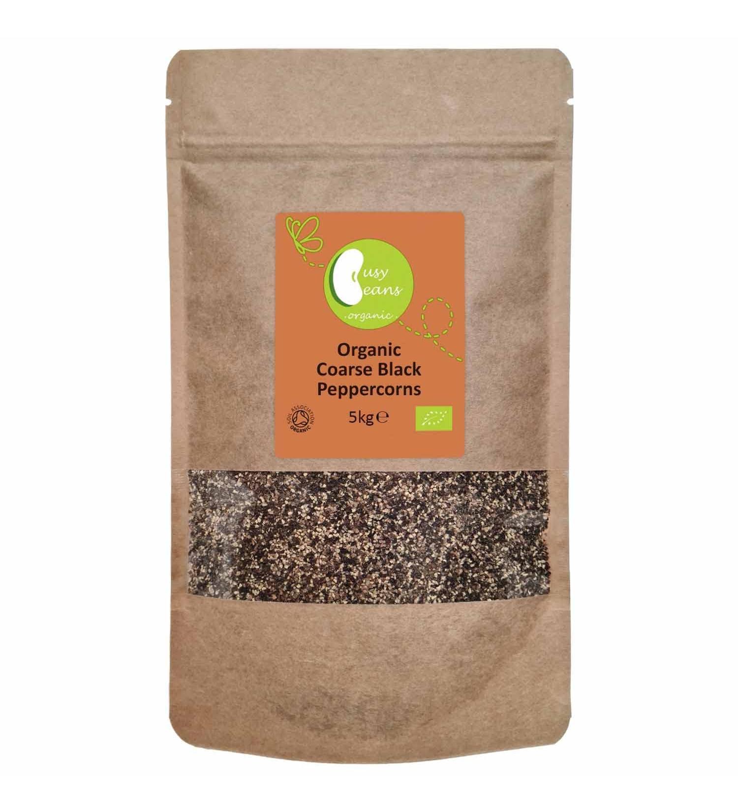 Organic Coarse Black Peppercorns - Certified Organic - by Busy Beans Organic (5kg) - Buy Online on GoSupps.com