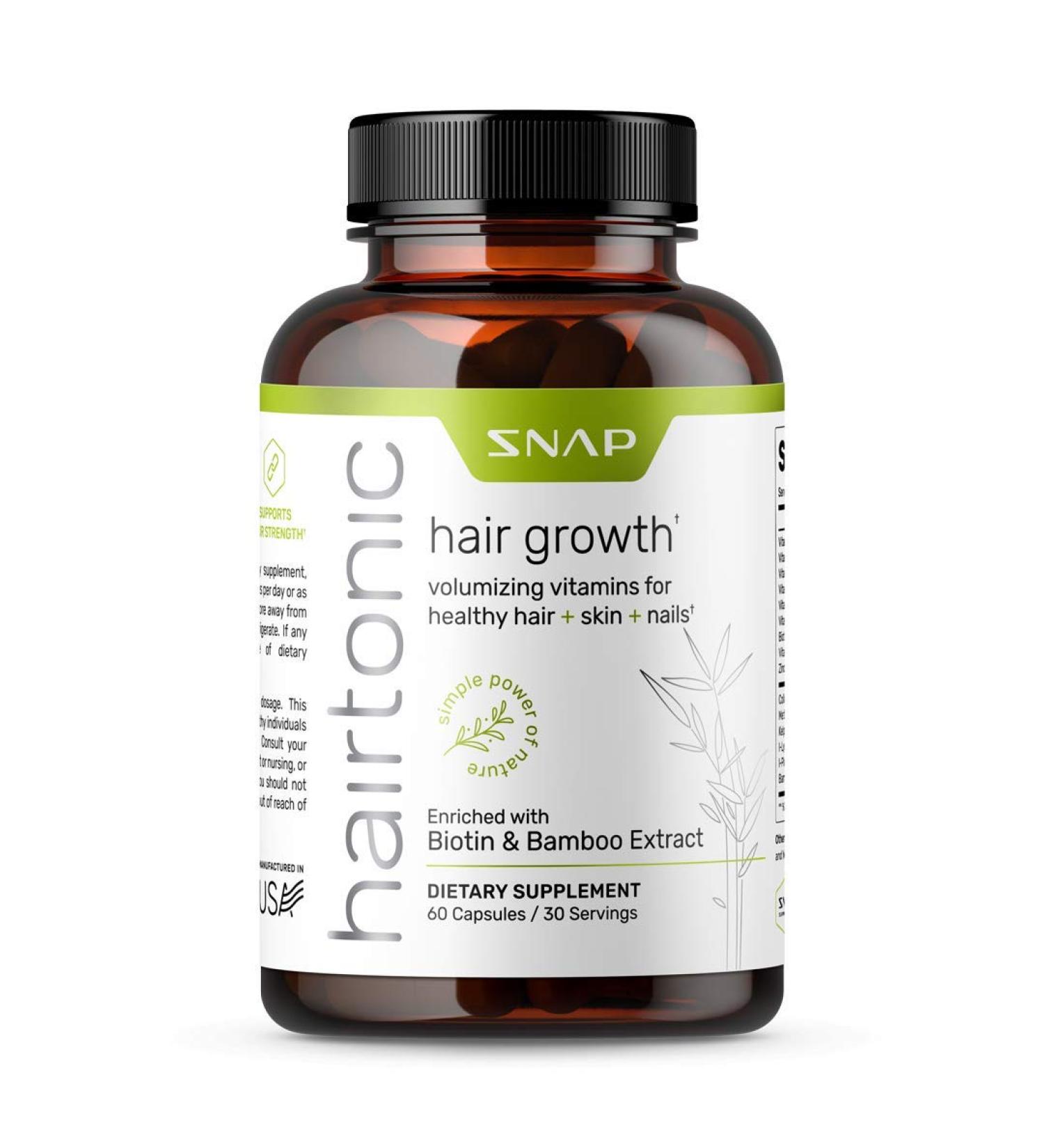 Women's Hair Vitamins for Thicker Growth & Strength - Hair, Nails, and Skin Formula with Biotin, Collagen, Bamboo - 60 Capsules - Buy Online on GoSupps.com